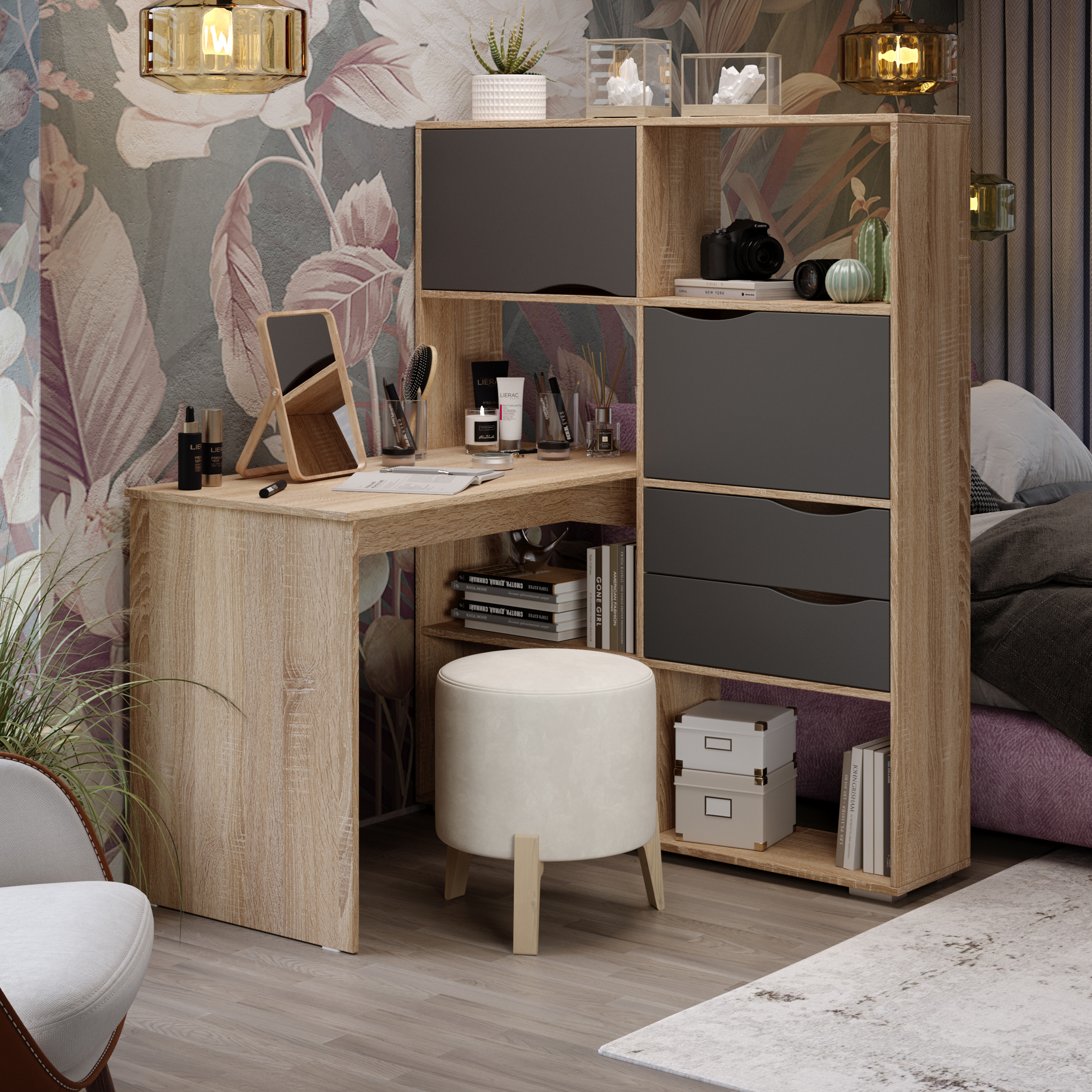 Изображение товара Компьютерный стол Трия 170689 угловой с ящиками для дома офиса и учебных помещений