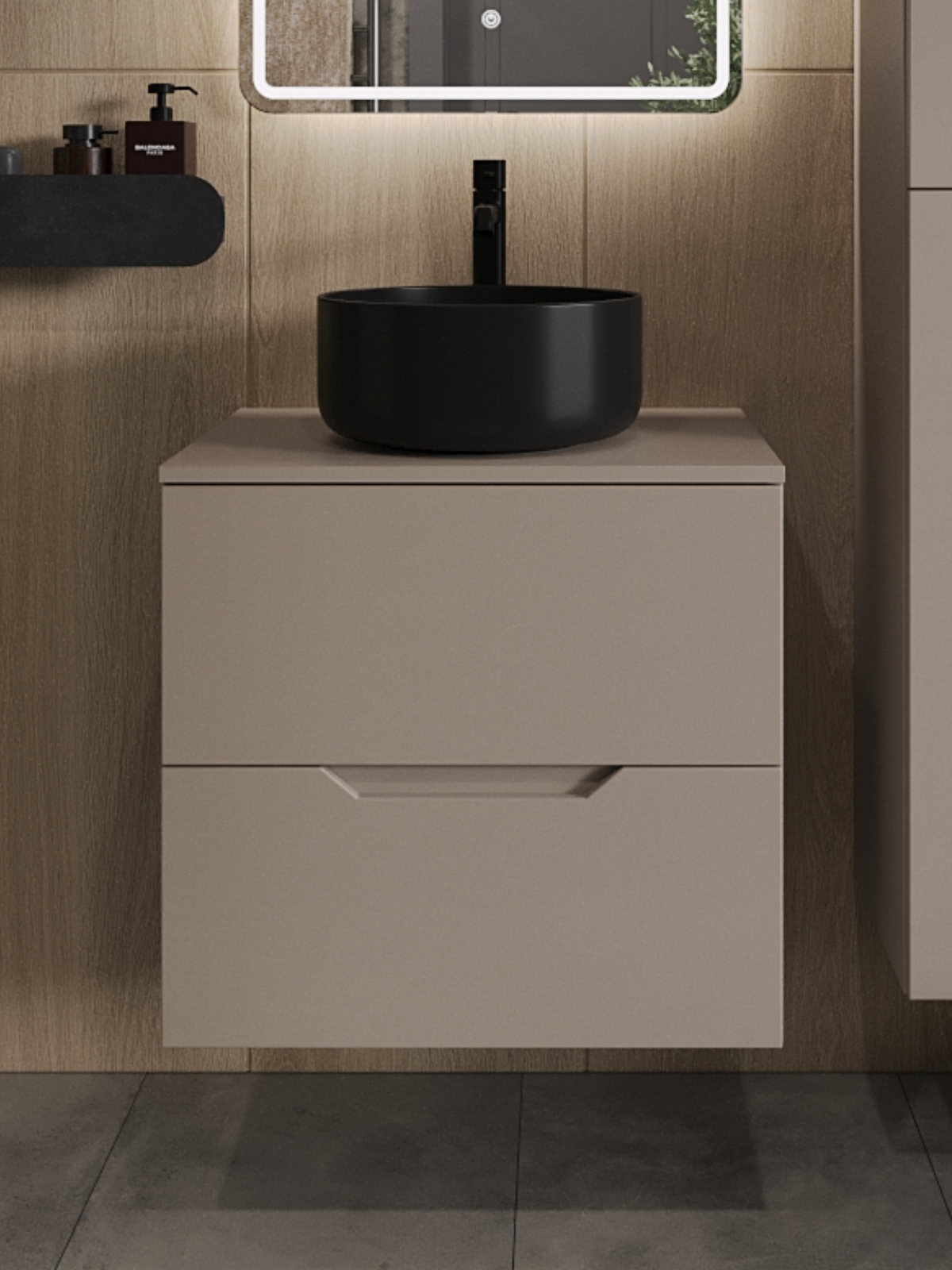 Изображение товара Тумба с раковиной Topline FLIPTUS60L-7345B подвесная 60 см латте