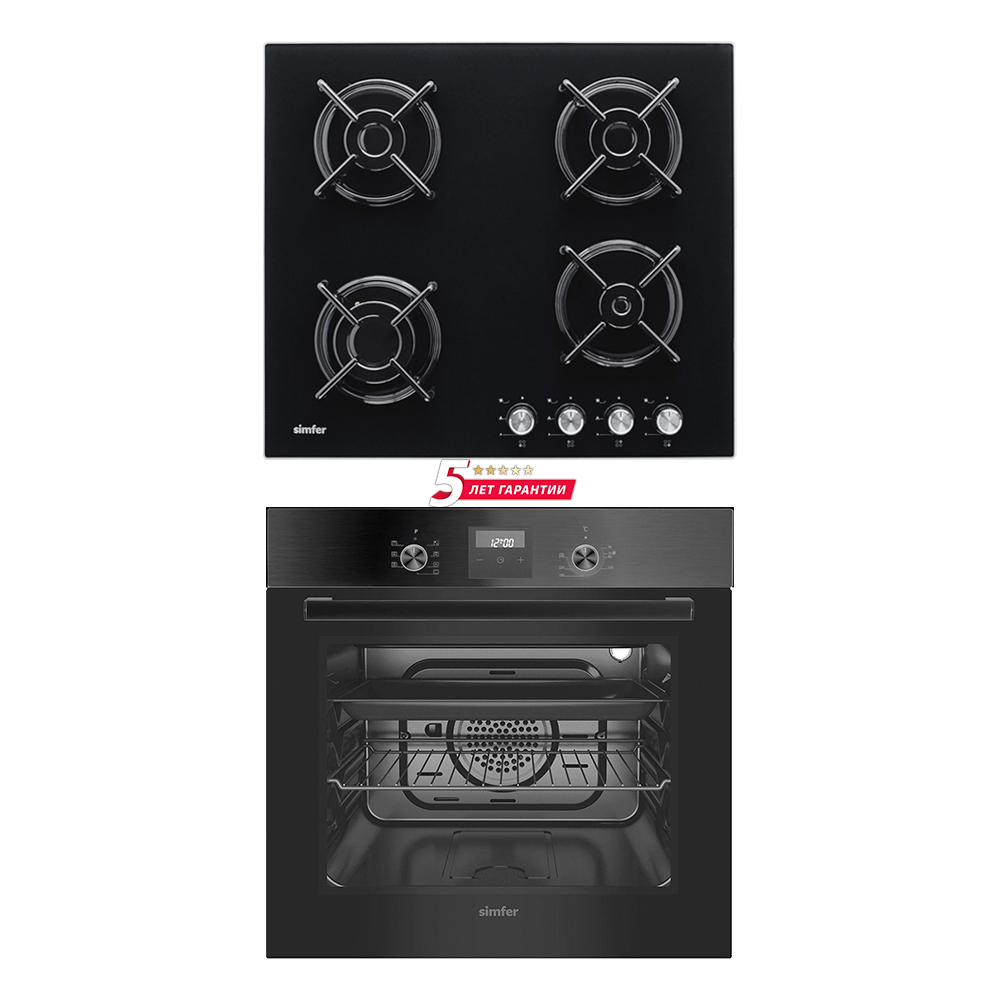 Изображение товара Комплект варочная панель и духовой шкаф SIMFER S69B570 черный встраиваемый
