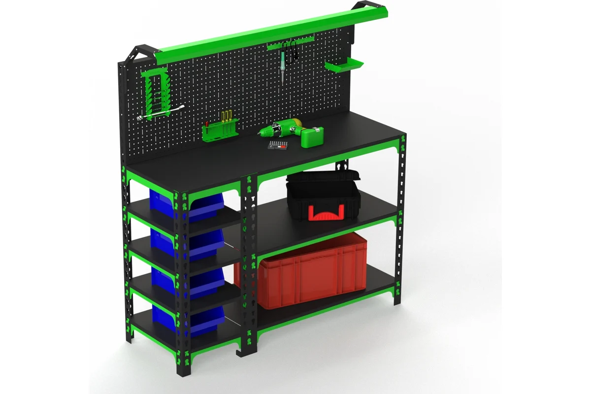 Изображение товара Стол-верстак Metalex 111199 950х1000х400 мм с подсветкой и перфорацией