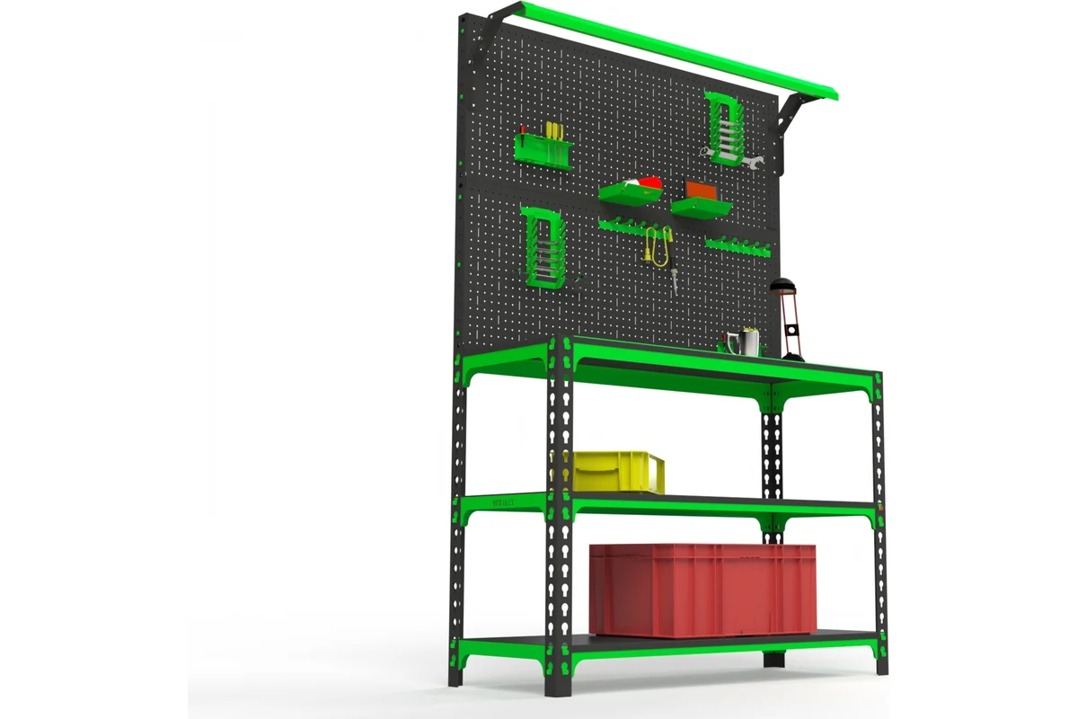 Изображение товара Стол-верстак Metalex 111282 с освещением и перфопанелью