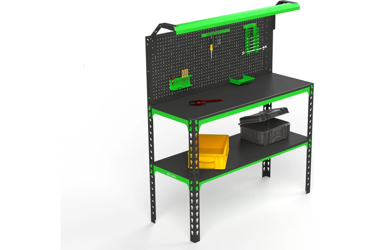 Изображение товара Стол-верстак Metalex 111377 950x600 мм с освещением и перфопанелью