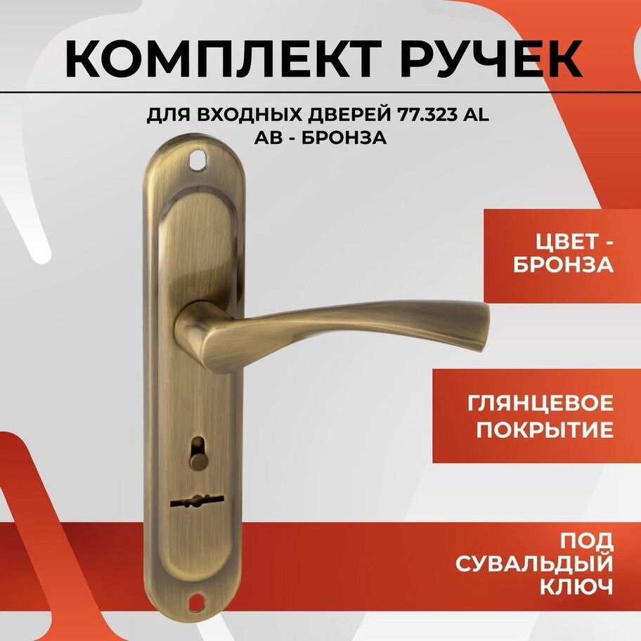 Изображение товара Ручка дверная на планке Vettore 72.323-4 AB бронза