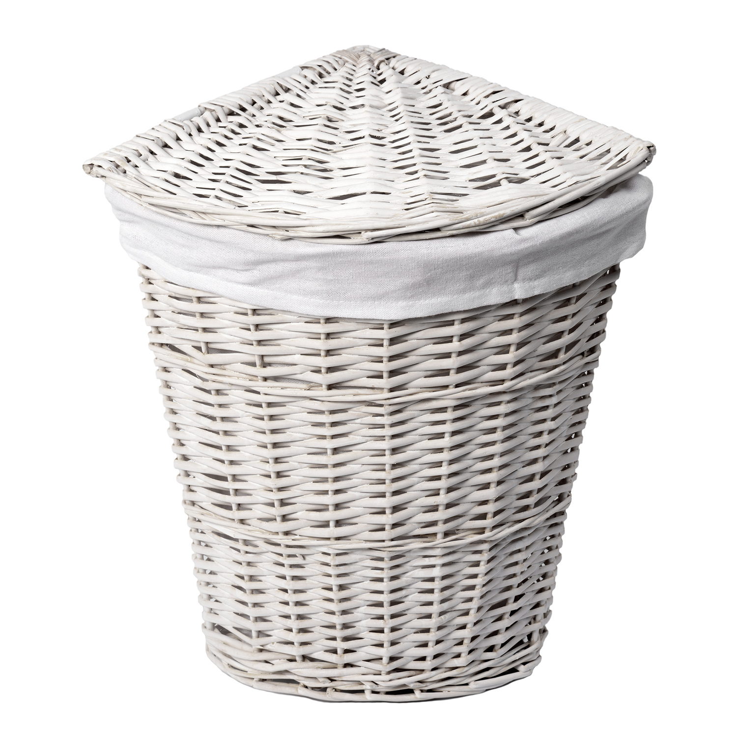 Изображение товара Плетеная корзина для белья WasserKRAFT Vils WB-560-M белая натуральная с крышкой