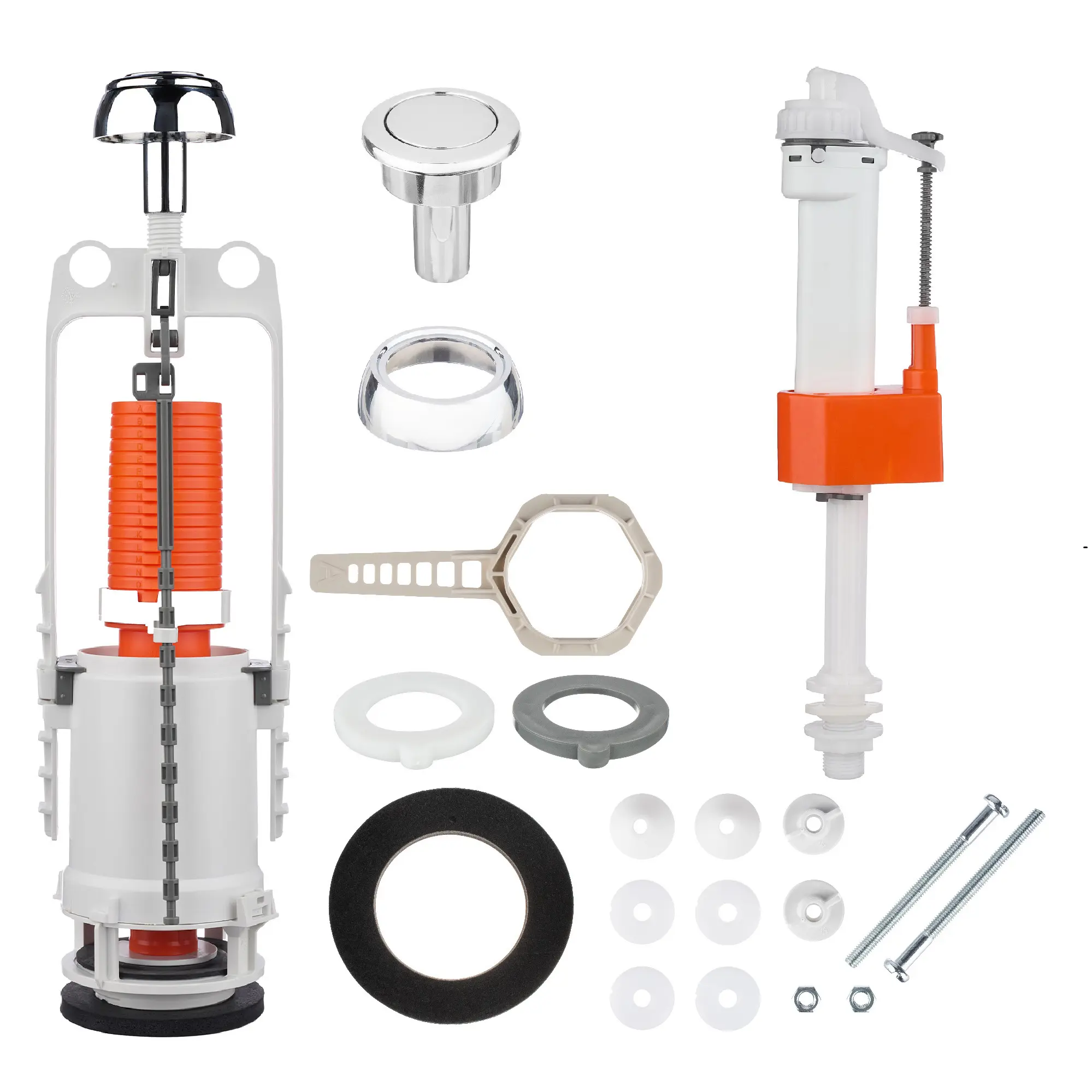 Комплект арматуры для бачка унитаза MONLID старт-стоп нижнее подключение 1/2" кнопка 1 режим хром - 1