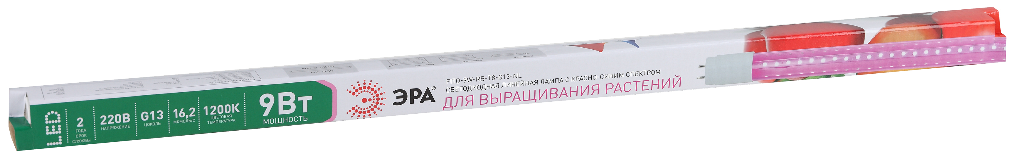 Фитолампа светодиодная линейная для растений Эра Fito G13 9 В 220 Вт 296 Лм красно-синий спектр розовый свет - 10