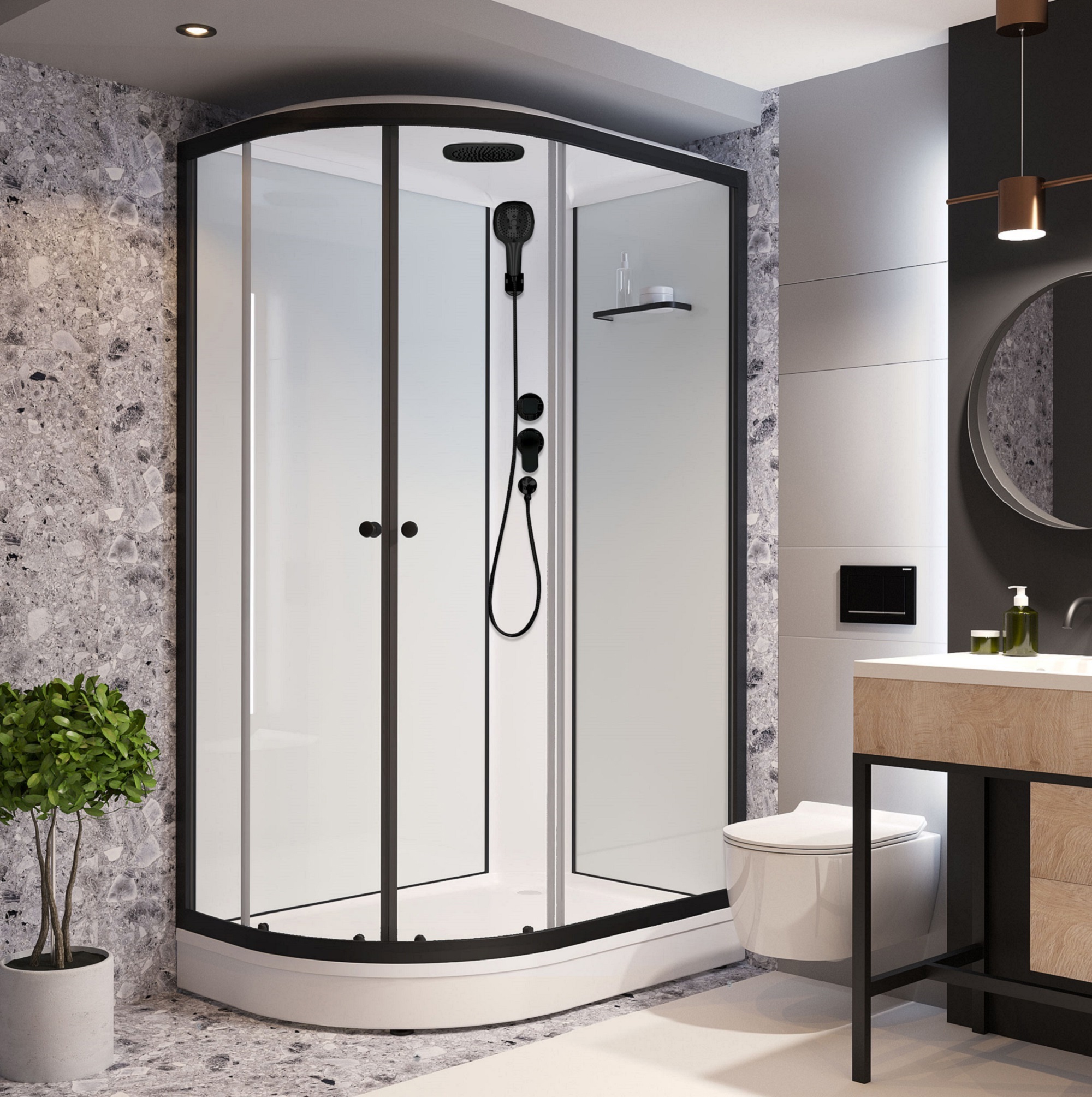 Изображение товара Душевая кабина Domani-Spa Delight Slim 128 R 120x80x218 белое стекло