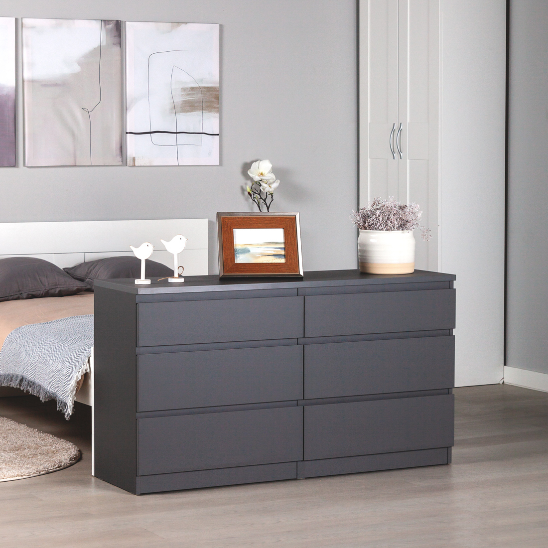 Изображение товара Комод Гуд Лакк Кастор 6 ящиков серый скандинавский стиль 130 см