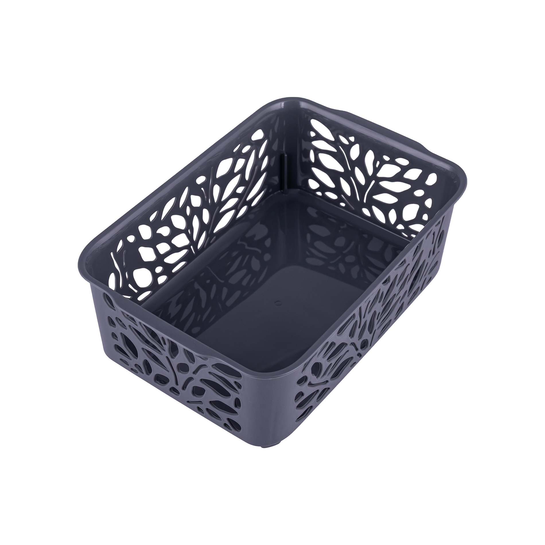 Изображение товара Корзина Leaves 12.7x6.2x18.4 см полипропилен серый для хранения и организации