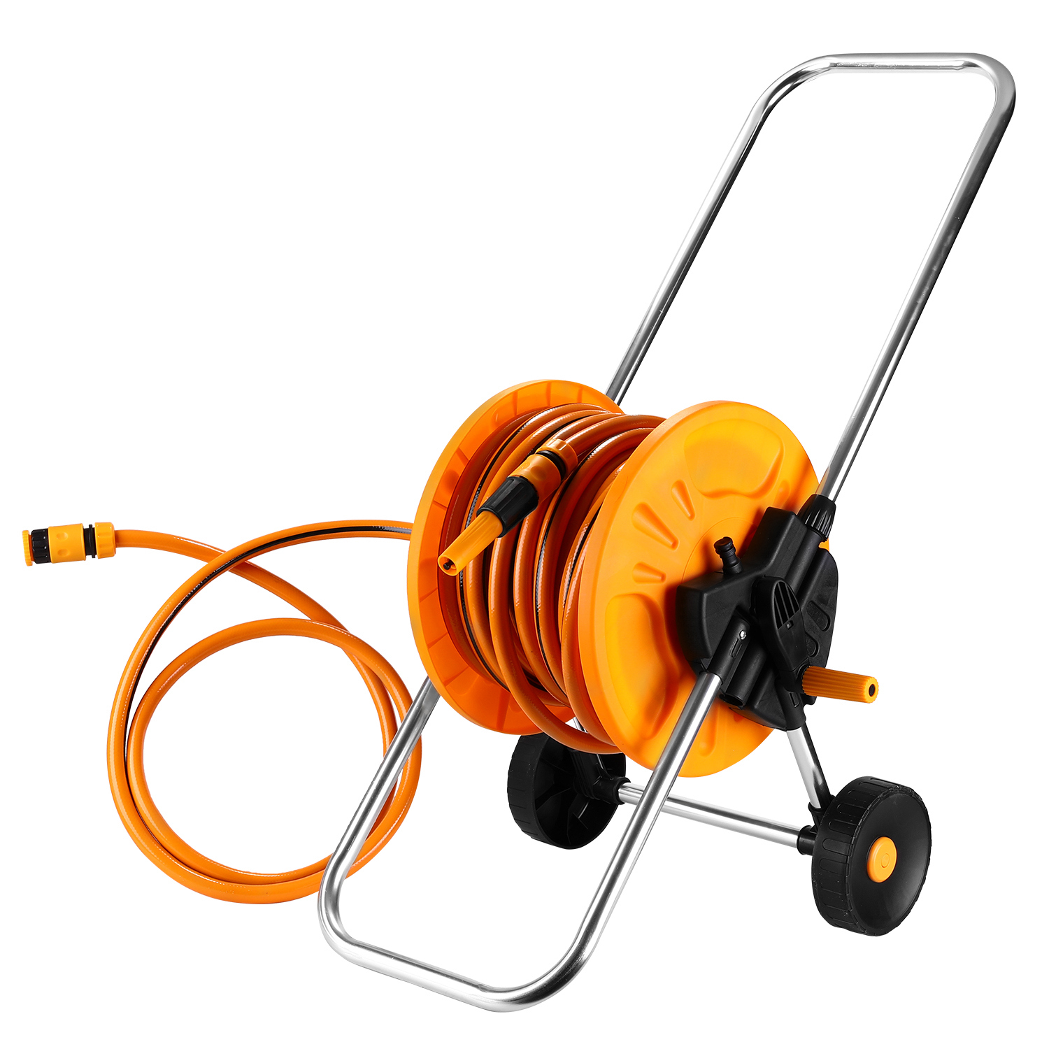 Изображение товара Набор для полива Deko DKI025: катушка на колесах шланг усиленный 1/2" 25м и 2м насадка для полива коннекторы