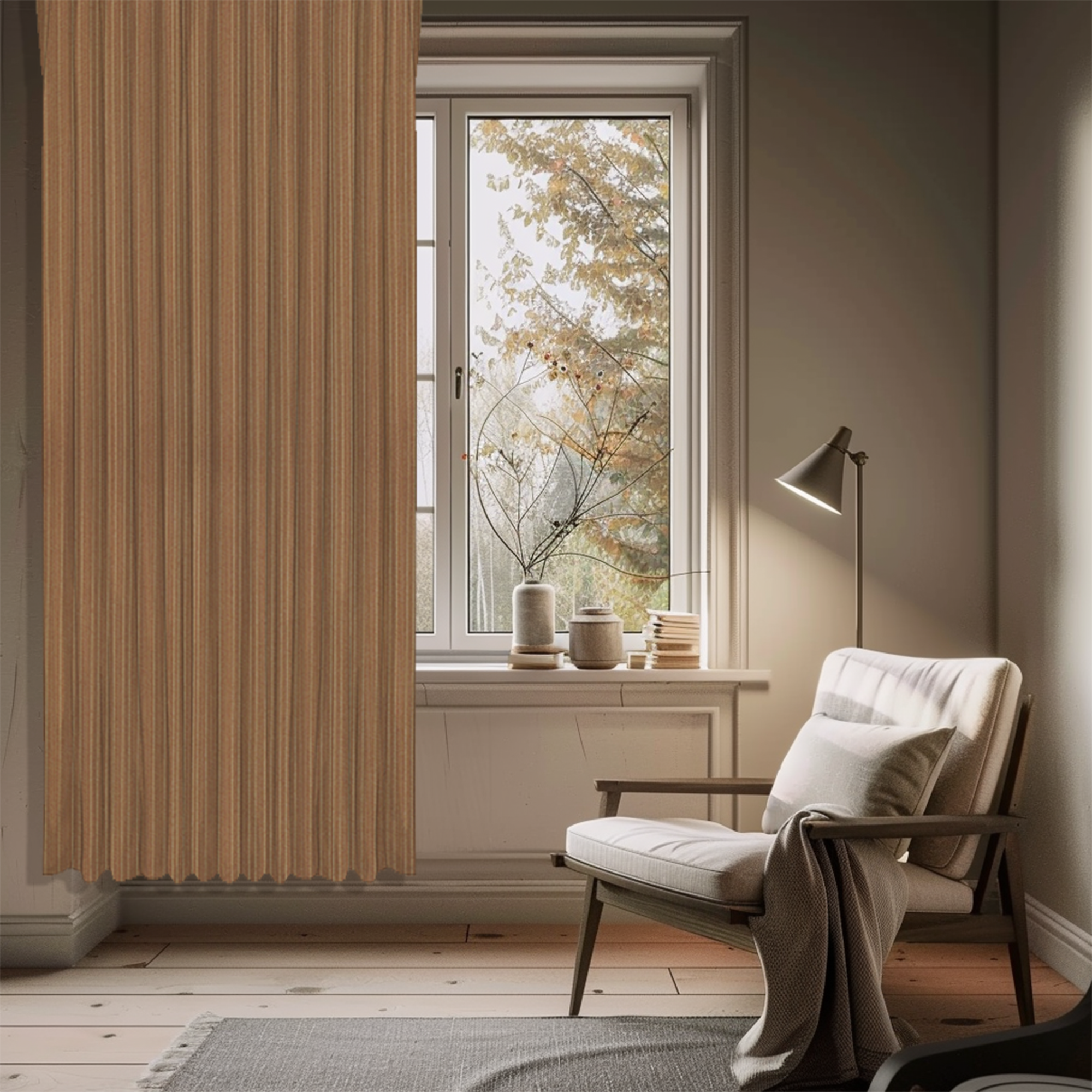 Изображение товара Штора на ленте Полоса 200x280 см терракотовый для гостиной и спальни