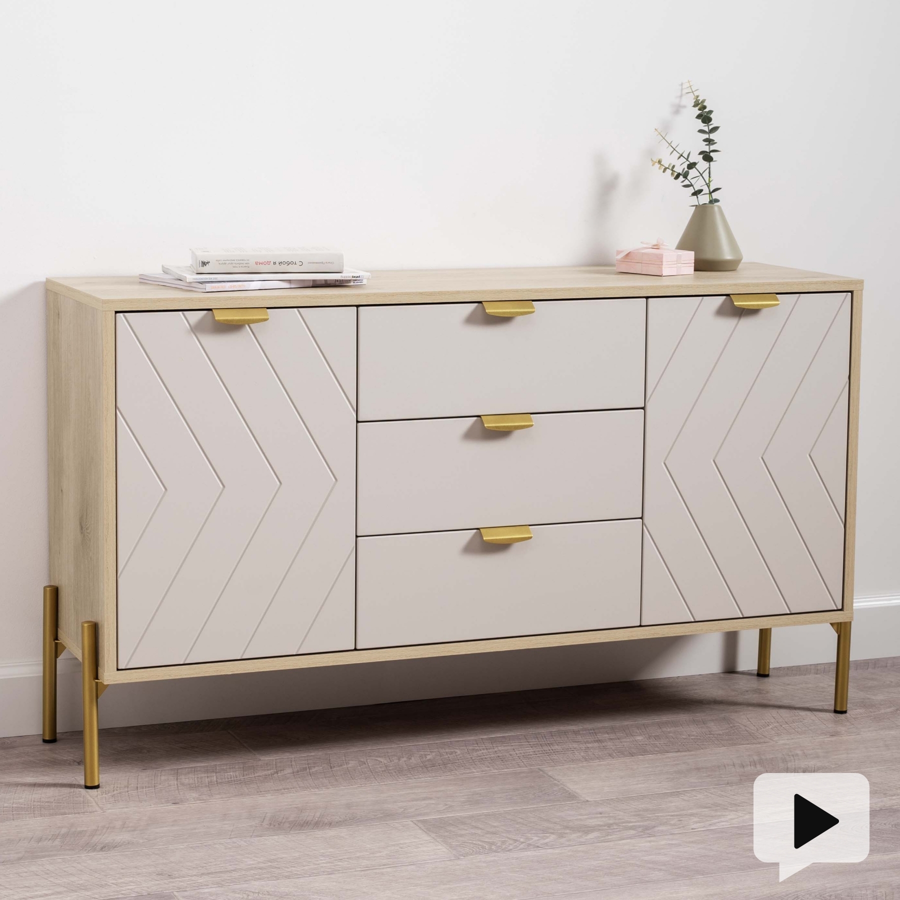 Изображение товара Комод Egregor Венеция 3 ящика 4660322901605 118.8x33.8x66.6 см ЛДСП цвет дуб эндгрейн веллюто капучино