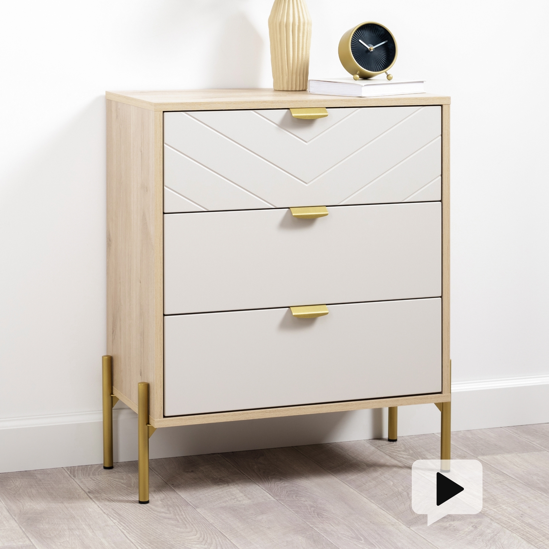 Изображение товара Комод Egregor Венеция 3 ящика 65.9x33.8x76.2 см ЛДСП цвет дуб белый exclusive ow d4430/моно керамика d166-2