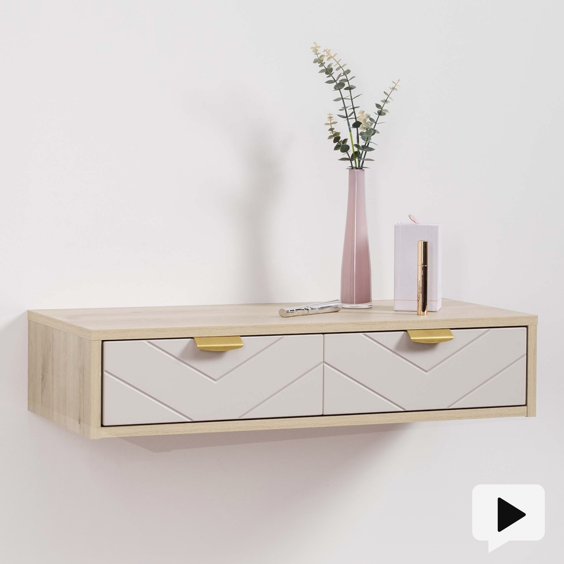 Изображение товара Консоль EGREGOR Венеция 75.3x16.4x33.5 см из ЛДСП с ящиками и золотыми ручками