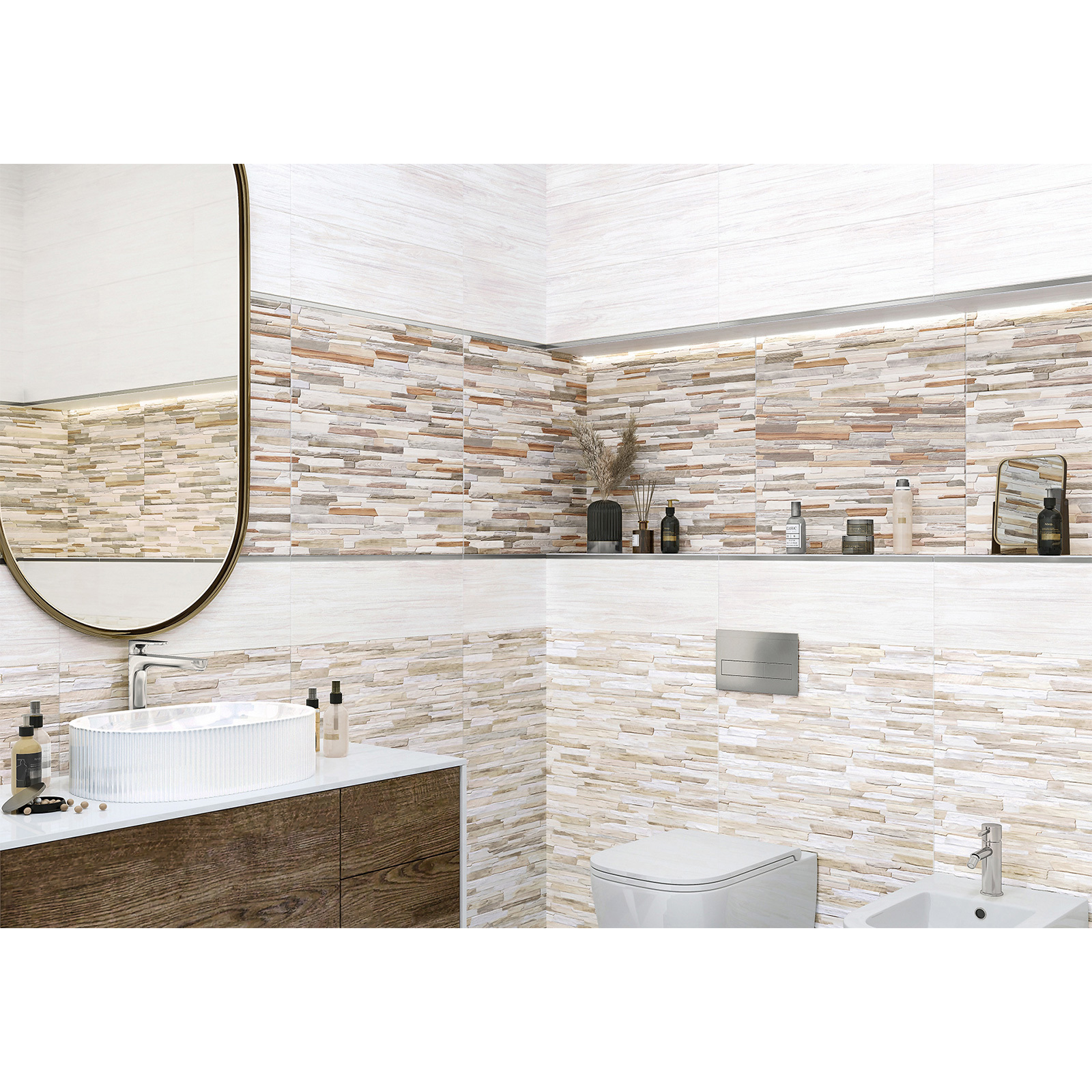 Изображение товара Настенная плитка Alma Ceramica Arteo 20x60см рельефная белая