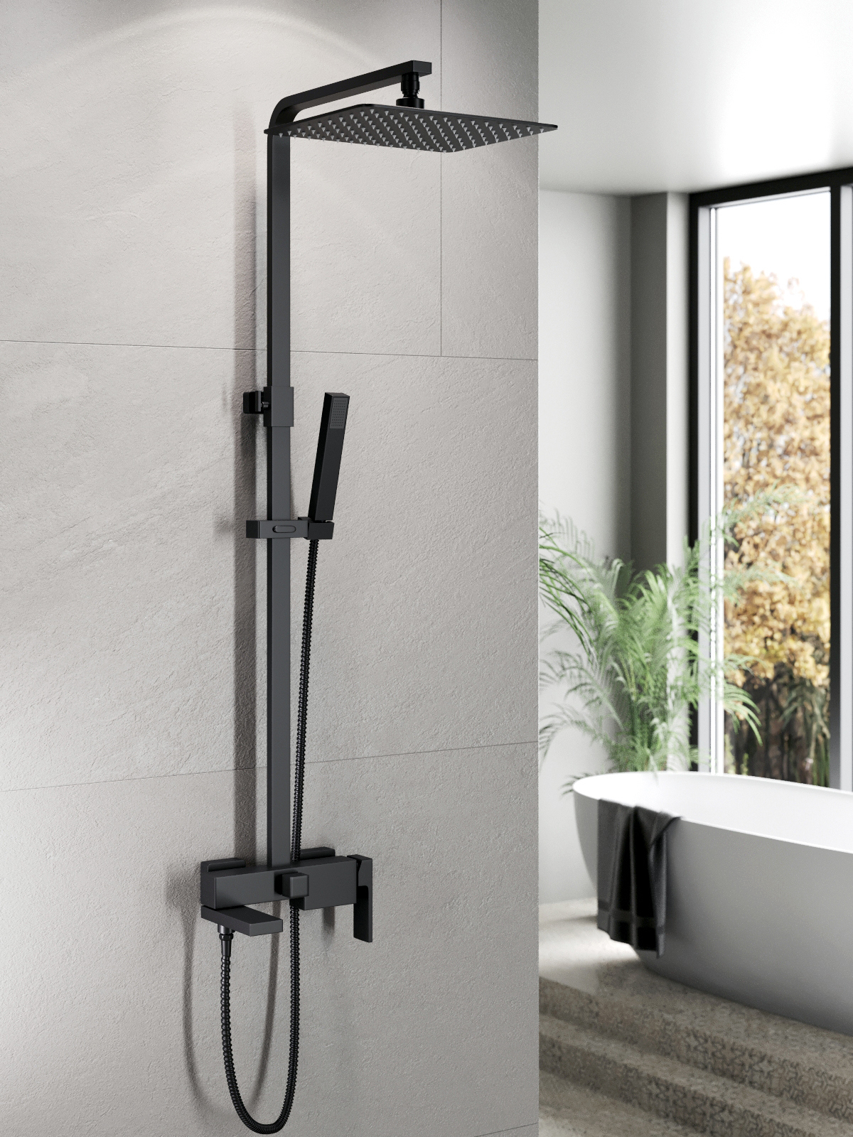 Изображение товара Душевая система TOPLINE by Agger TL2893344 с однорычажным смесителем для ванны/душа цвет черный