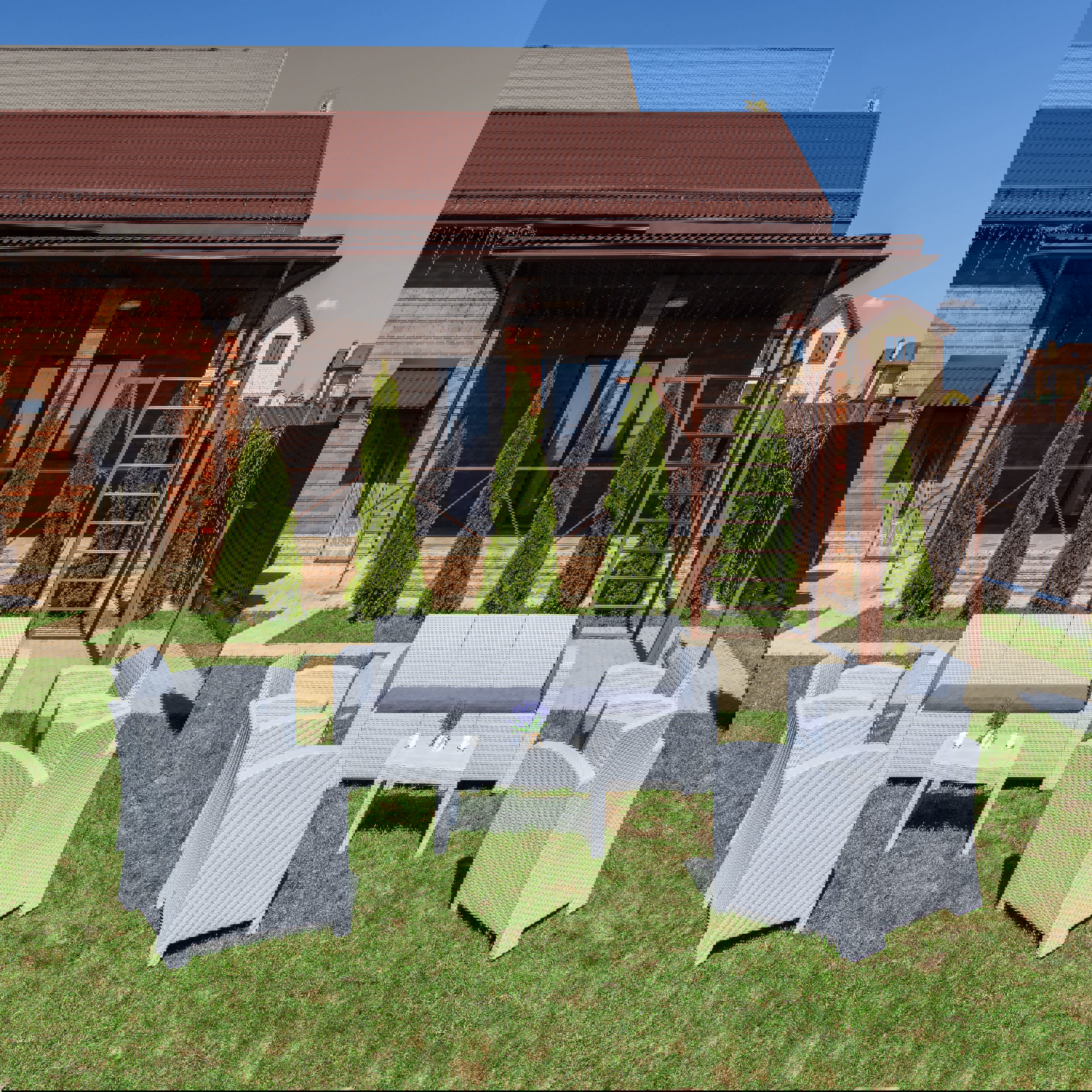 Изображение товара Набор садовой мебели Royal family Lana Lux XL серый 6 предметов Пу