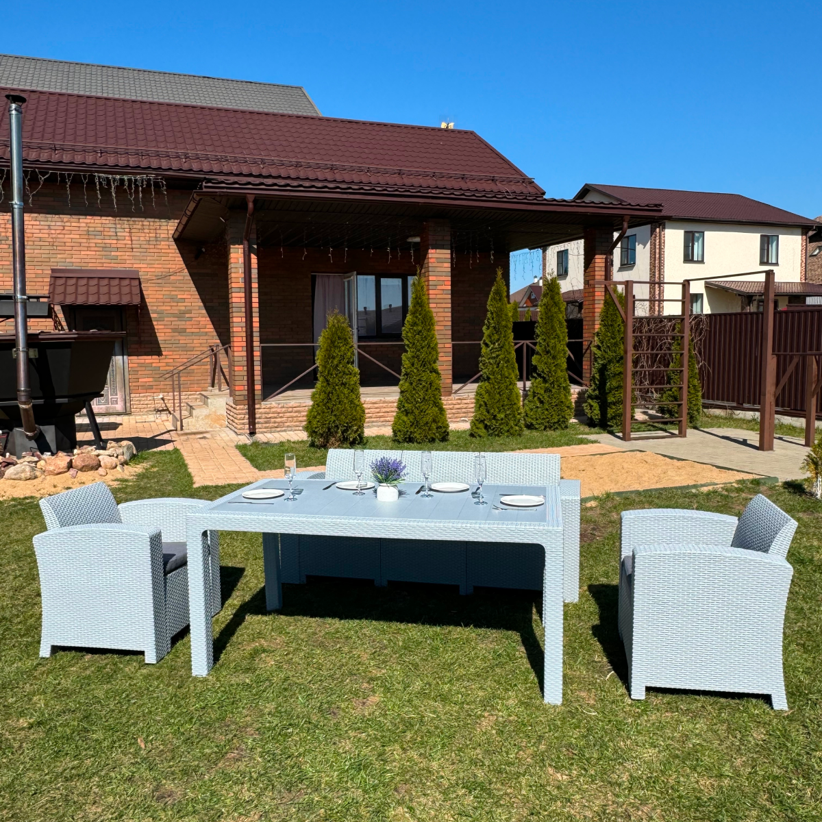 Изображение товара Набор садовой мебели Royal family Lana Lux Dining S светло-серый 4 предмета