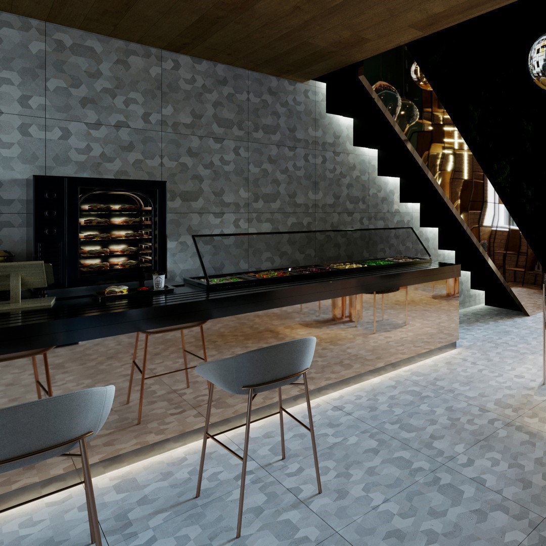 Изображение товара Керамогранит Dako Chevron E-5017-MR 60x60 см серый геометрический глазурованный