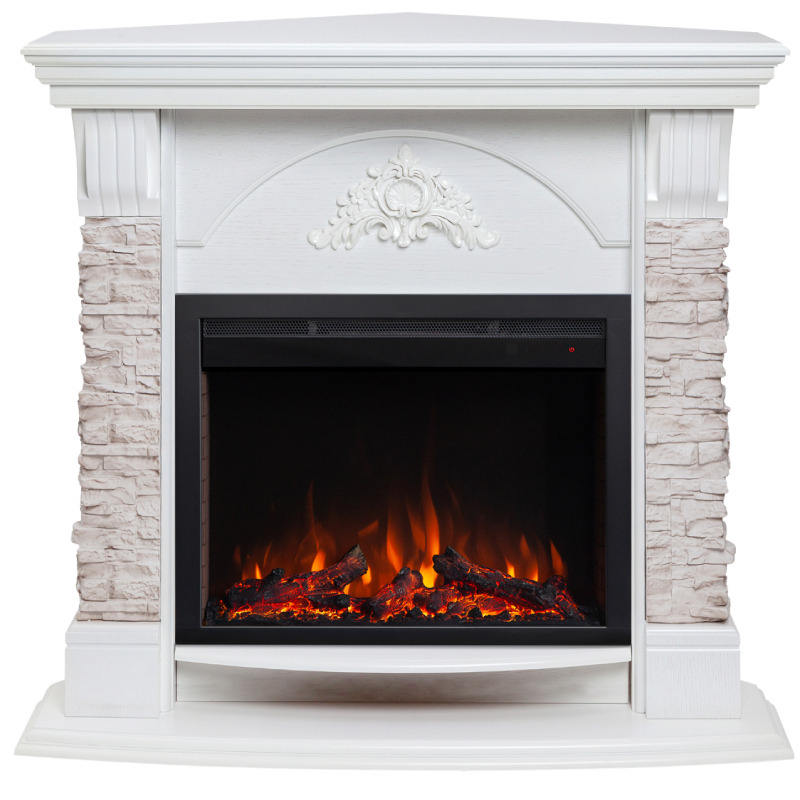 Изображение товара Каминокомплект Realflame Athena Corner Gr Std/Eug/25'5/24 WT с очагом Saphir 25.5 750Вт белый дуб