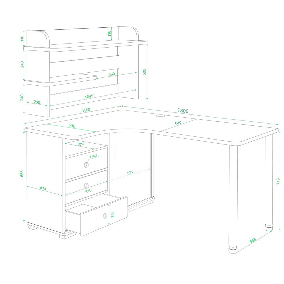 Изображение товара Стол Мэрдэс СР-185 НБЕН-ПРАВ белый Ясень шимо светлый угловой мебель для офиса и дома