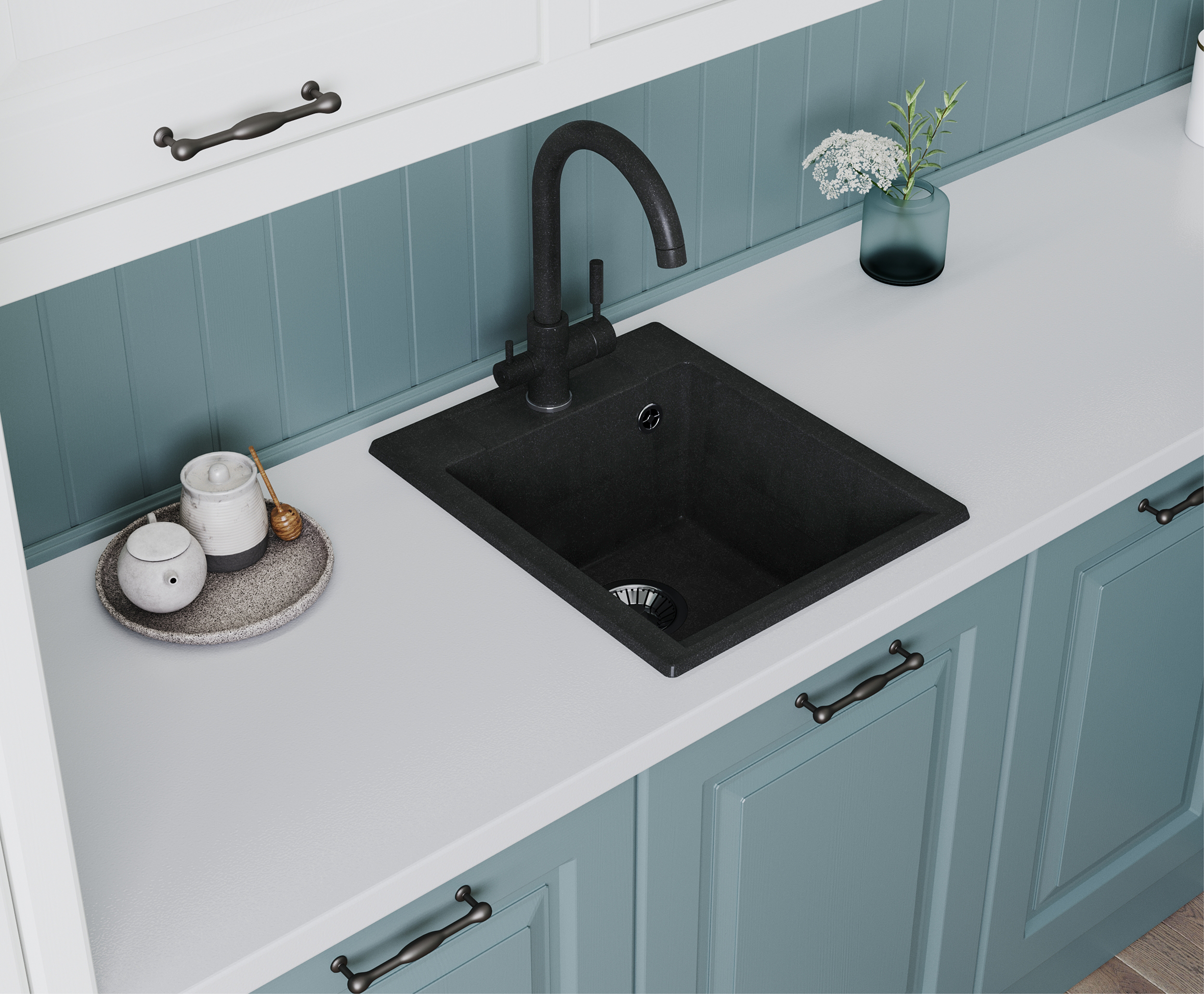 Изображение товара Мойка для кухни врезная Polygran Argo-420 51x42x20 см мрамор цвет черный