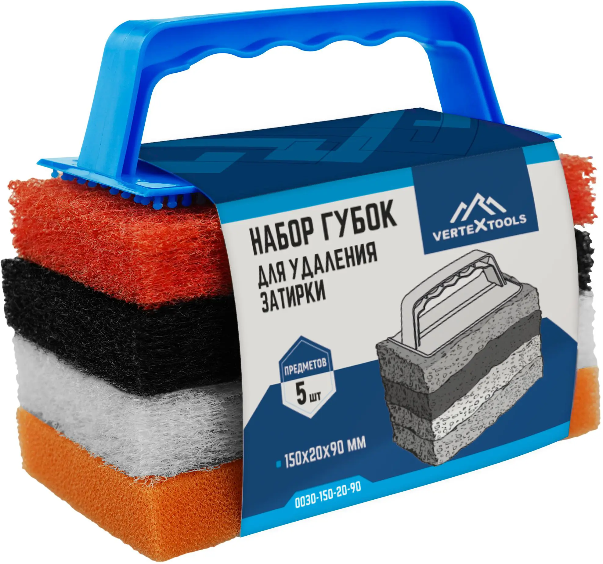 Губка для плитки синтетическая Vertextools 0030-150-20-90 150x20x90 мм - 8