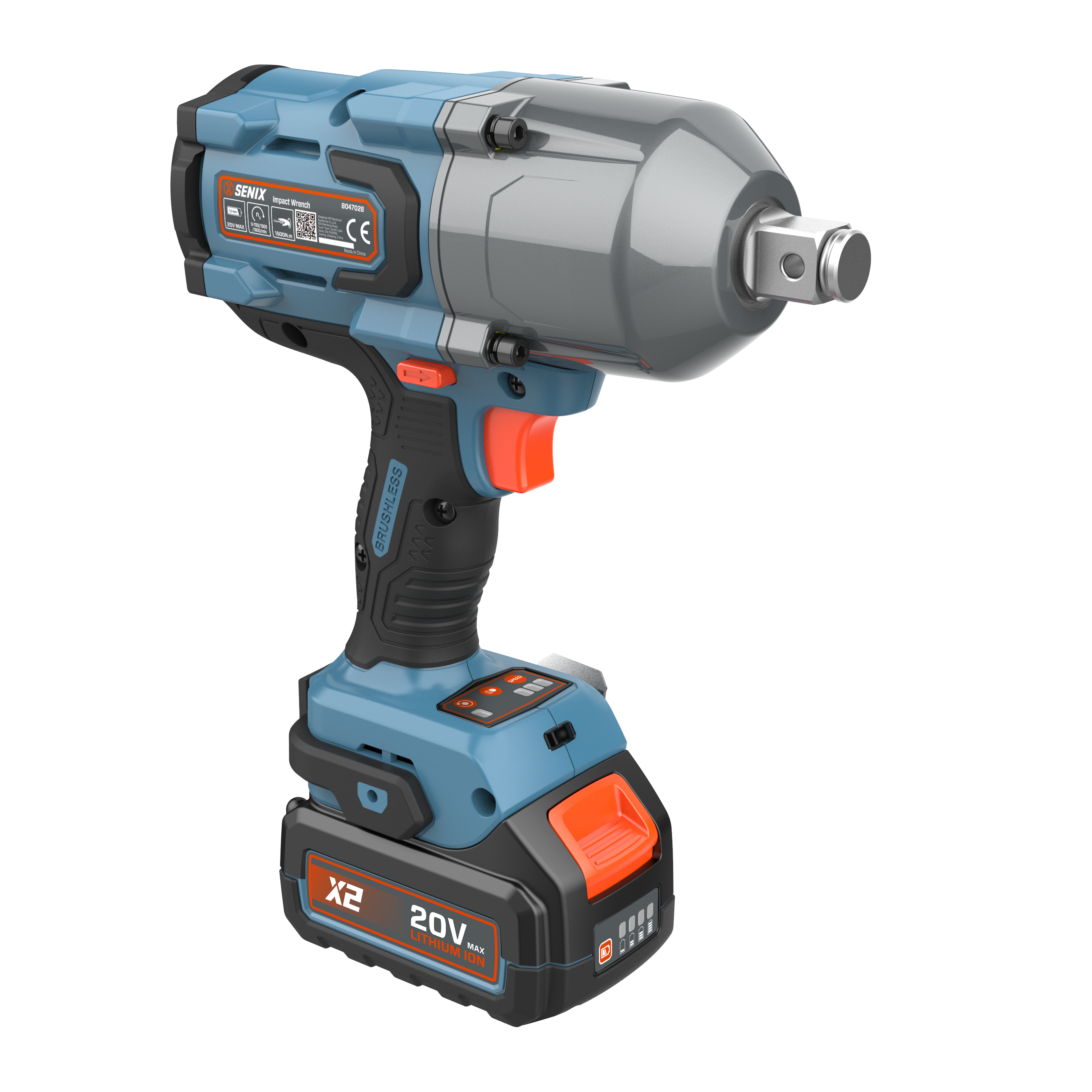Изображение товара Гайковерт аккумуляторный бесщеточный Senix PDWX2-M4-EU НСК, 20 В Li-Ion 1x8 Ач 1350 Нм