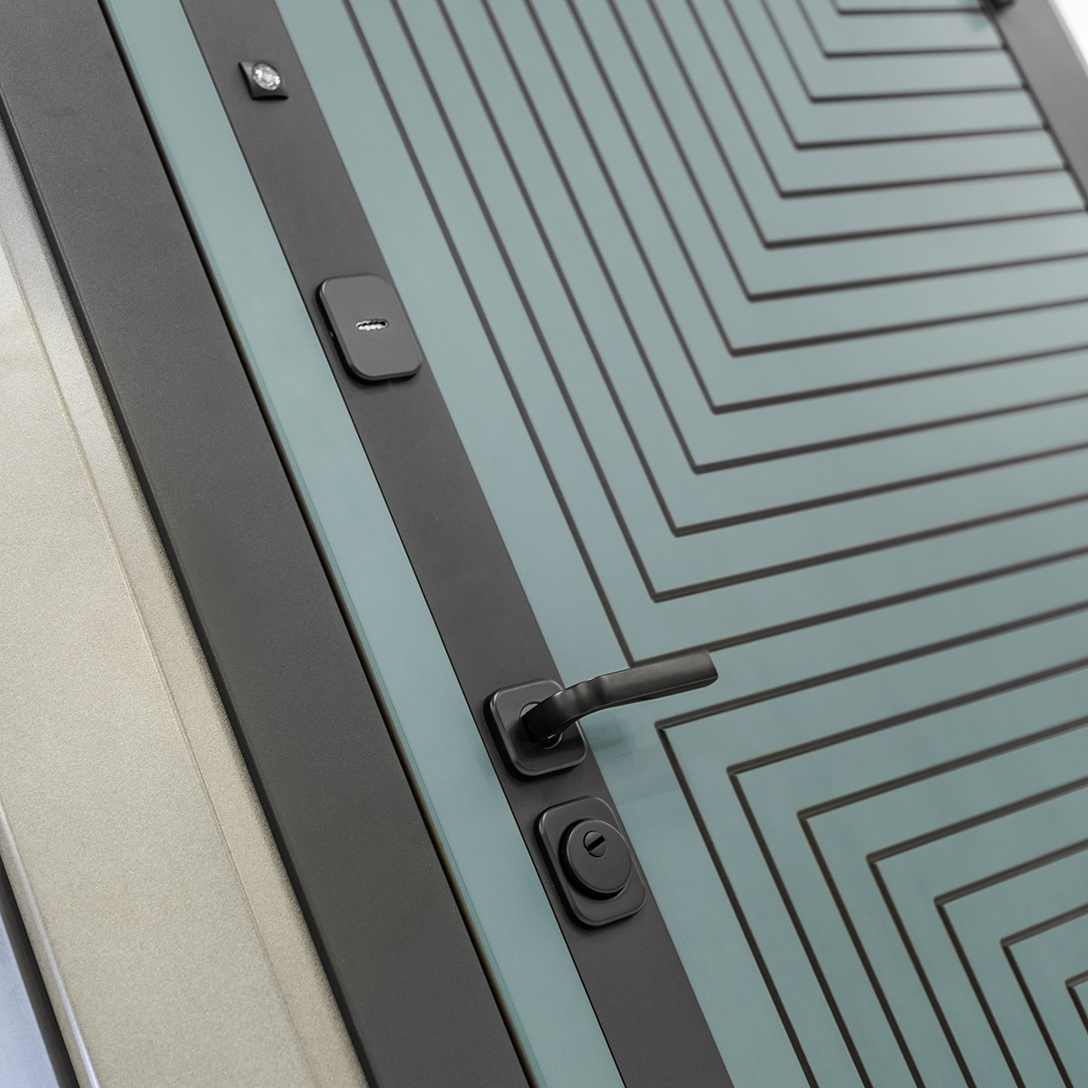 Изображение товара Входная дверь Лабиринт Кредор, прав., 205x88 см, серо-зелёная с патиной