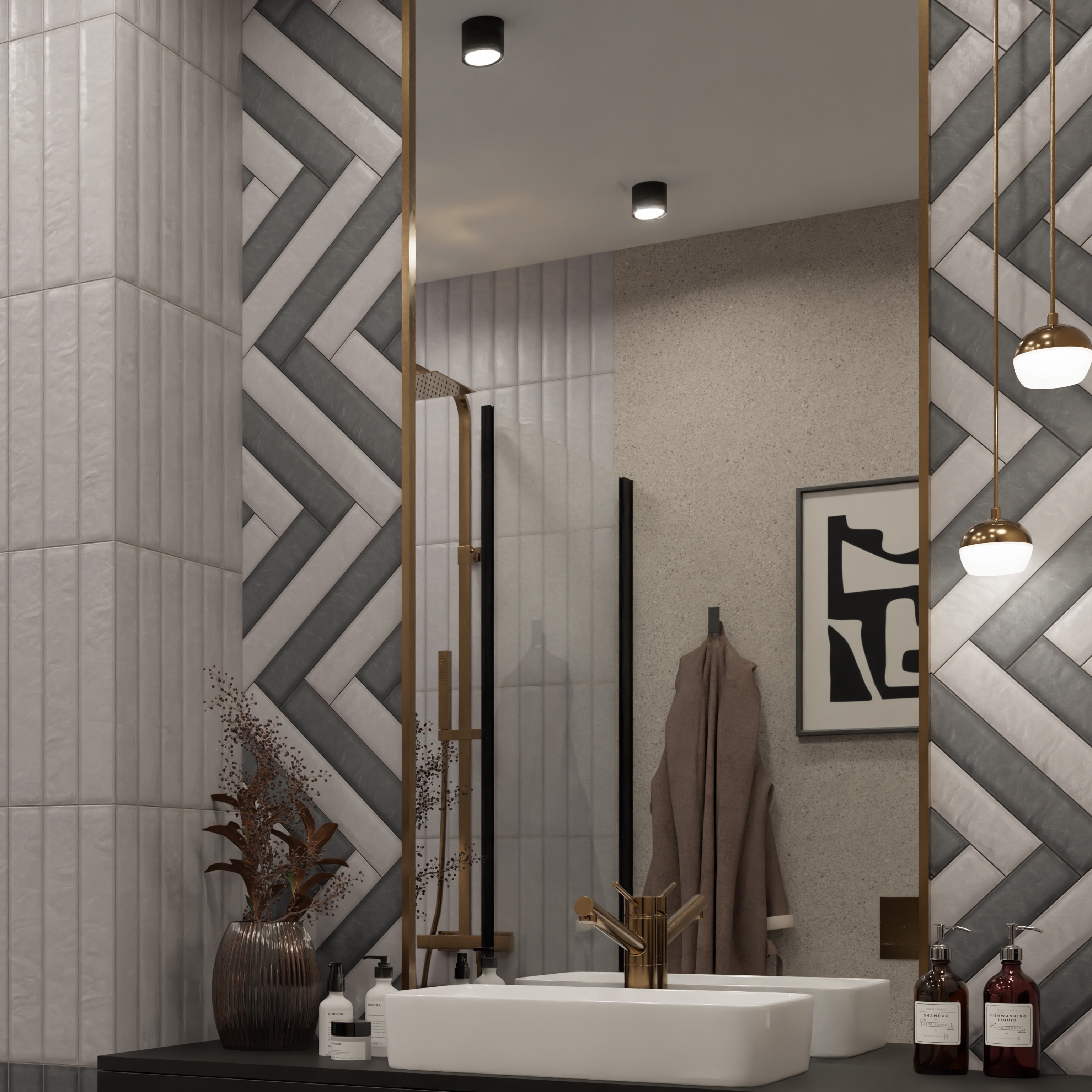 Изображение товара Плитка настенная Керамин Наполи 2 серый 40x6.4 см керамическая для стен