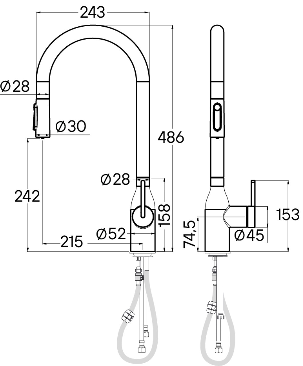 Изображение товара Смеситель PAULMARK UNIVERSAL UN213880-CR с выдвижным изливом 24,2 см