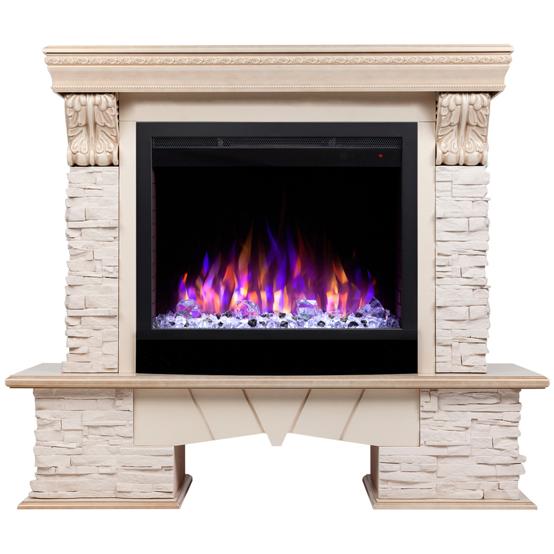 Изображение товара Каминокомплект Realflame Rockland Lux с очагом Saphir 25.5, белый дуб