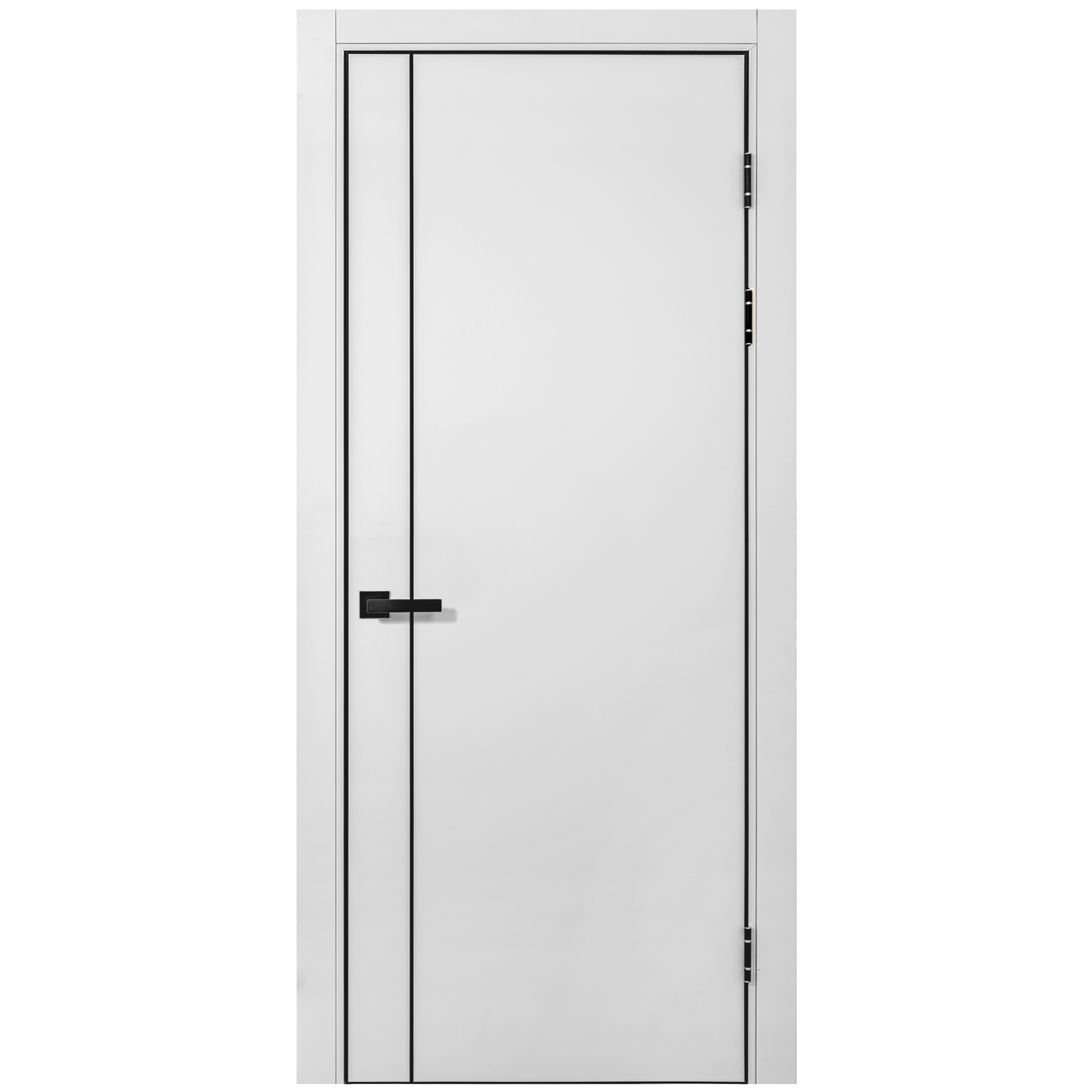 Изображение товара Дверь межкомнатная глухая Борно 56 60x230 см ПЭТ цвет серый с замком и петлями