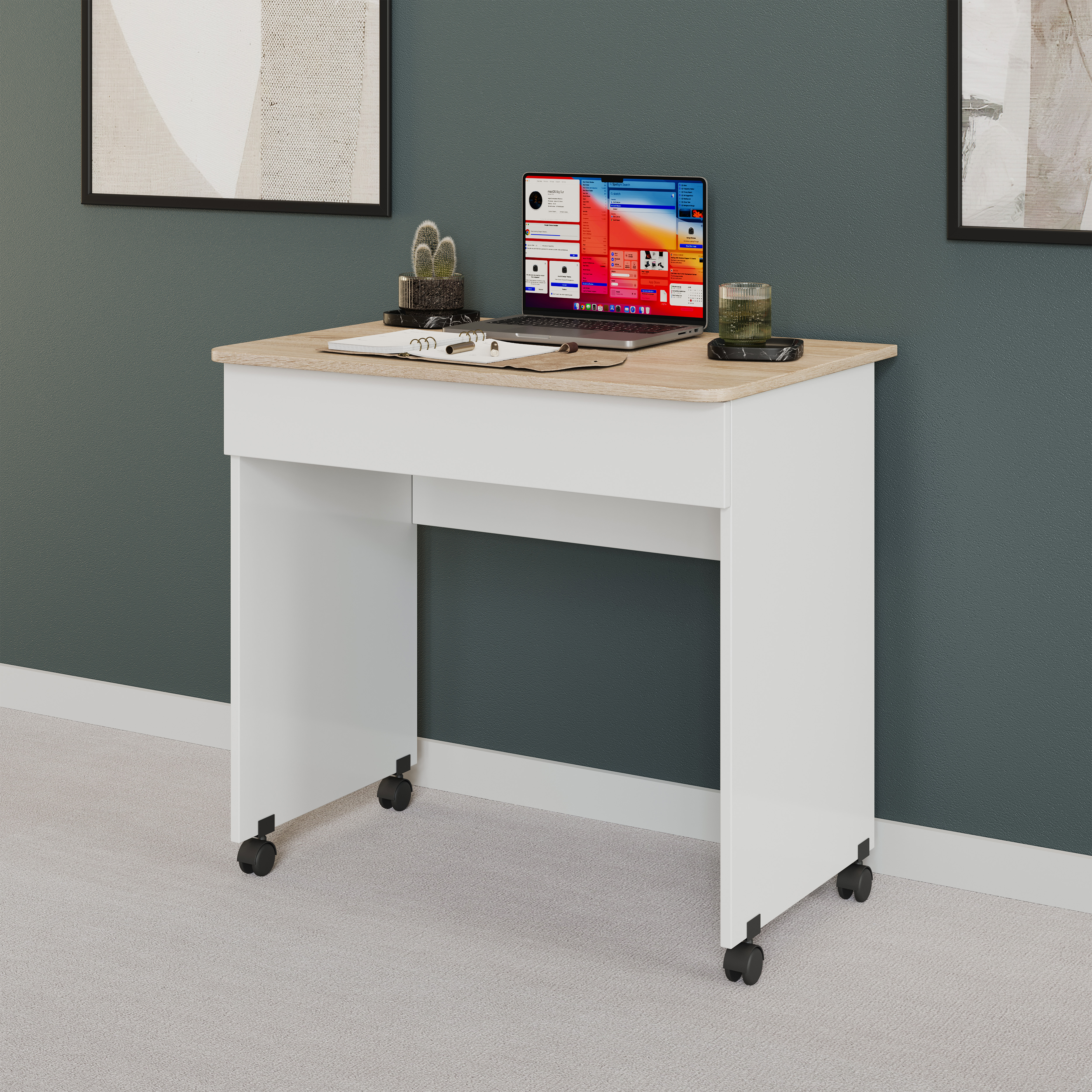 Изображение товара Компьютерный стол ТриЯ Diamond168877 белый с ящиком и колесиками