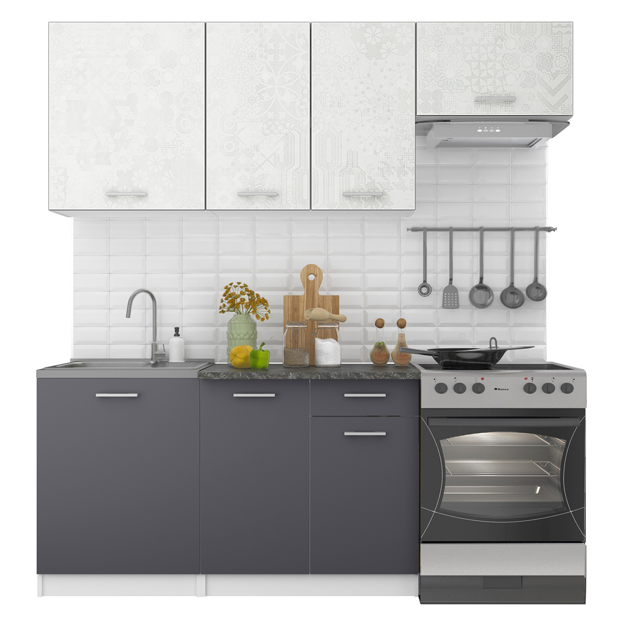 Изображение товара Кухонный гарнитур Beneli Бланка 200x215.5x65 см ЛДСП цвет белый