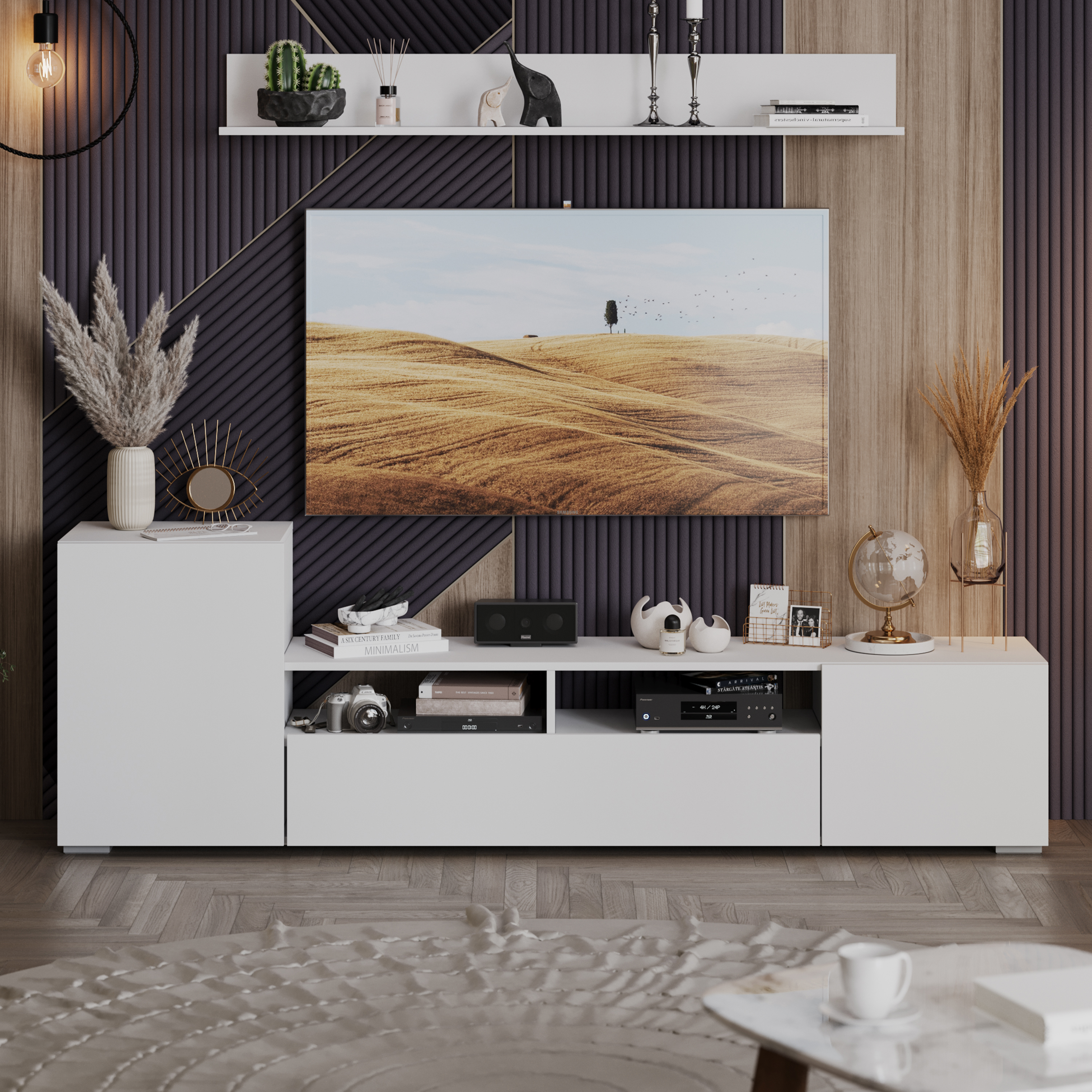 Изображение товара Модульная стенка Трия Сильвия 193x61x35 см ЛДСП цвет белый ясень