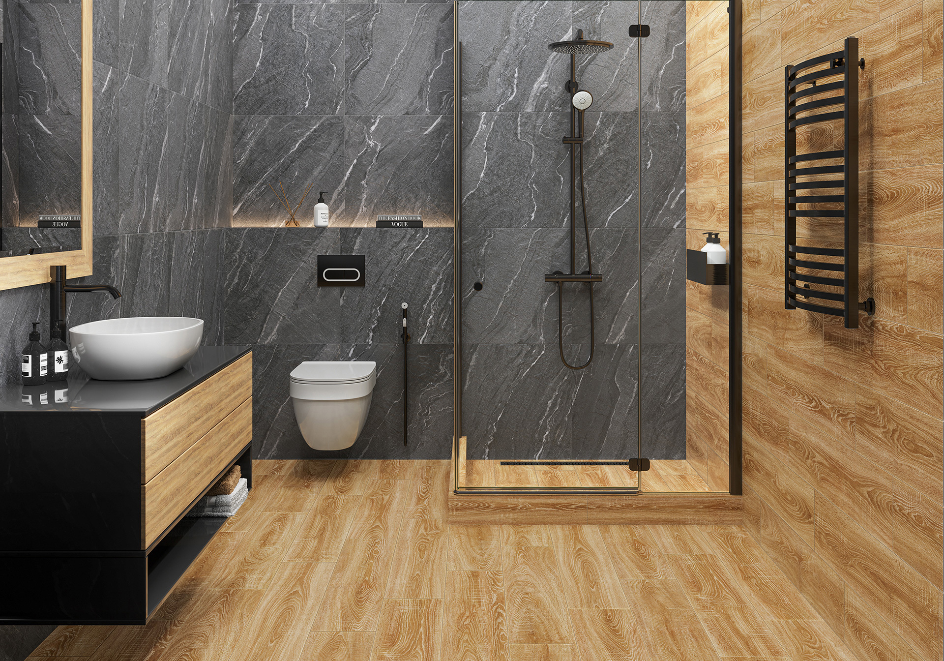 Изображение товара Плитка Alma Ceramica GFA92AMD48R 20x90см цвет жёлтый золотой