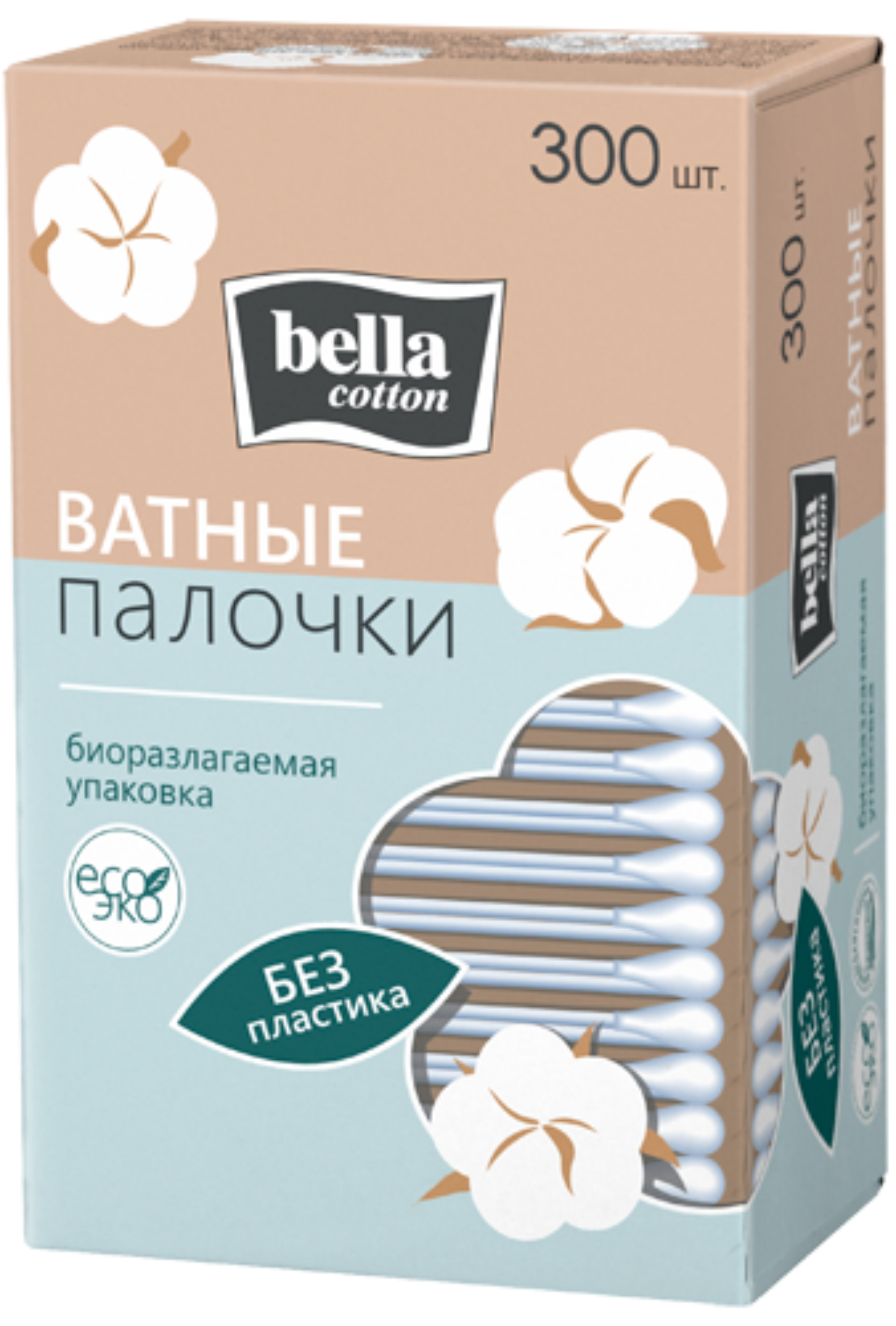 Изображение товара Ватные палочки на бумажной основе Bella cotton 300 шт