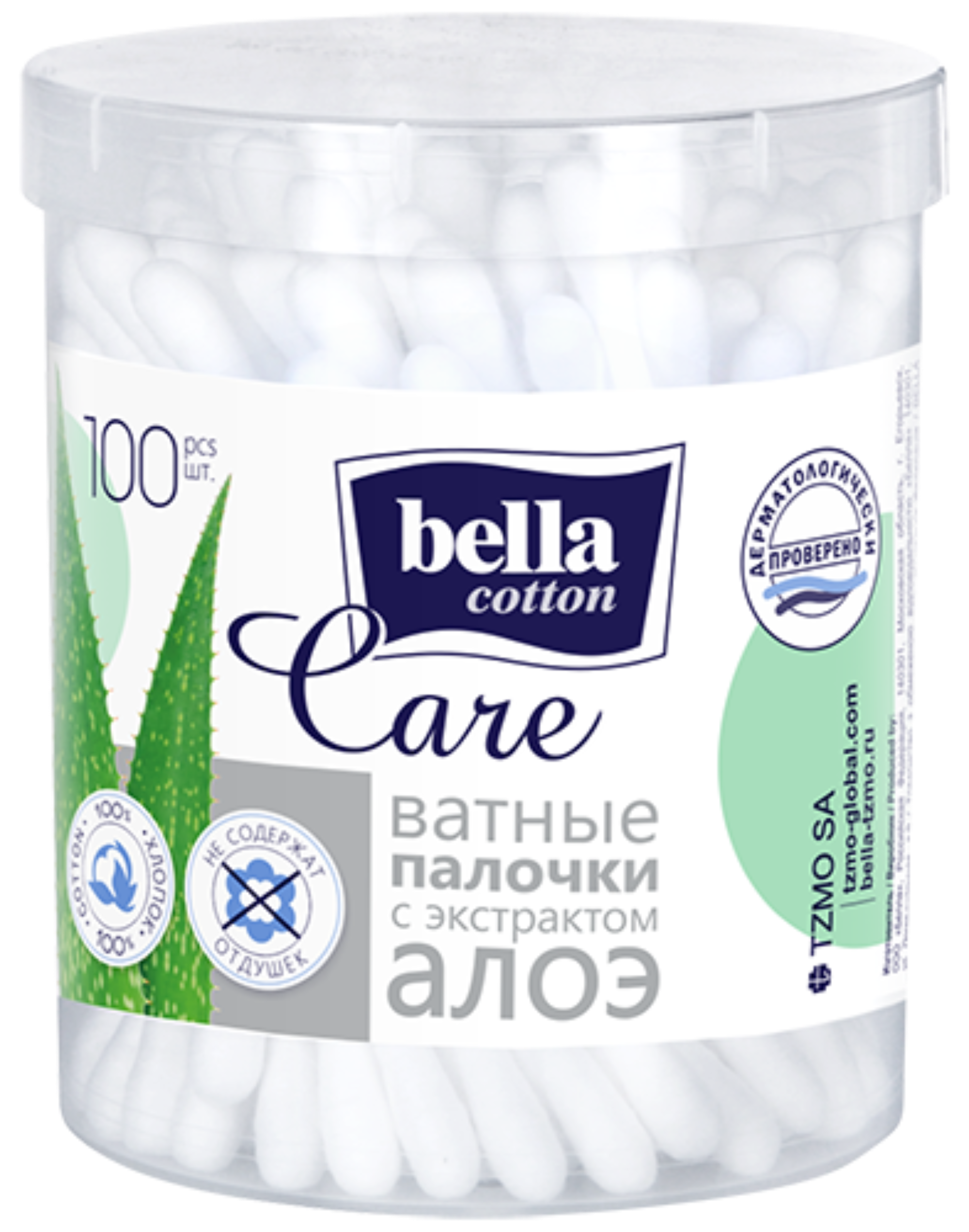 Изображение товара Ватные палочки Bella cotton care с экстрактом алоэ 100 шт Изображение товара Ватные палочки Bella cotton care с экстрактом алоэ 100 шт