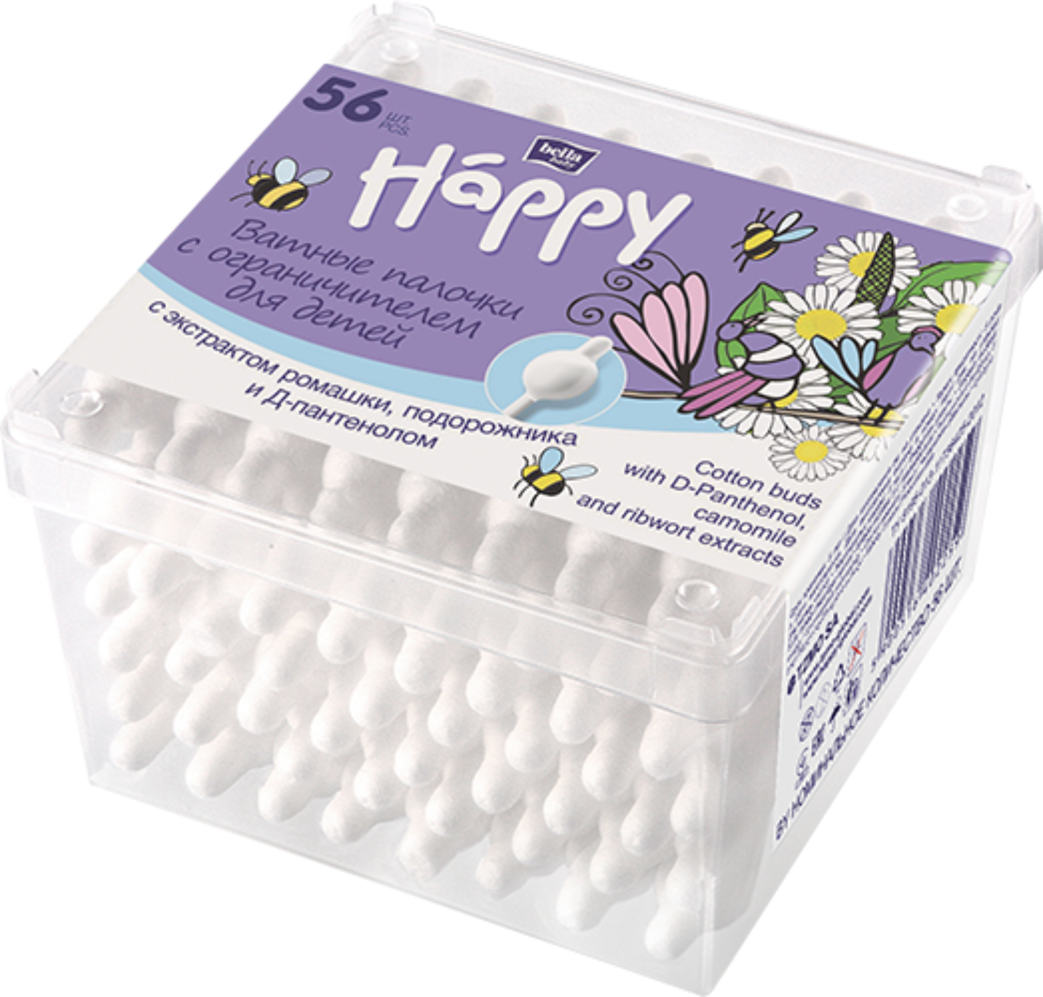Изображение товара Ватные палочки Bella Baby Happy с экстрактом ромашки 56 шт