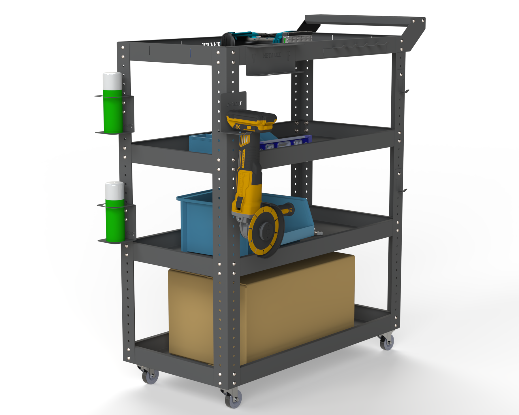 Изображение товара Тележка инструментальная Metalex Тип 1 700x450x950 мм с регулировкой полок и колесами