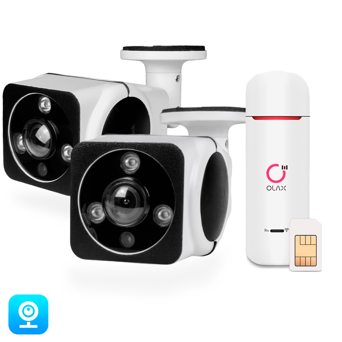 Изображение товара Комплект видеонаблюдения 4G Ps-Link 2 камеры 3Мп с широким углом обзора