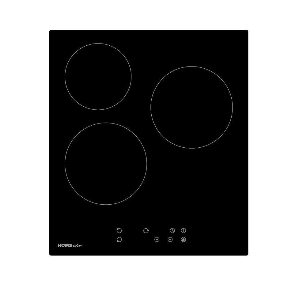 Изображение товара Стеклокерамическая варочная панель Homsair HVY43BK 45 см 3 конфорки цвет черный