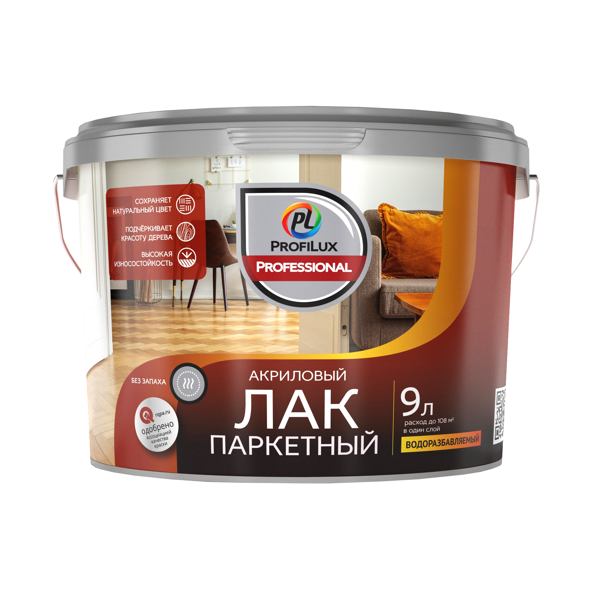 Изображение товара Лак паркетный акриловый Dufa Profilux Professional полуматовый 9 л Изображение товара Лак паркетный акриловый Dufa Profilux Professional полуматовый 9 л