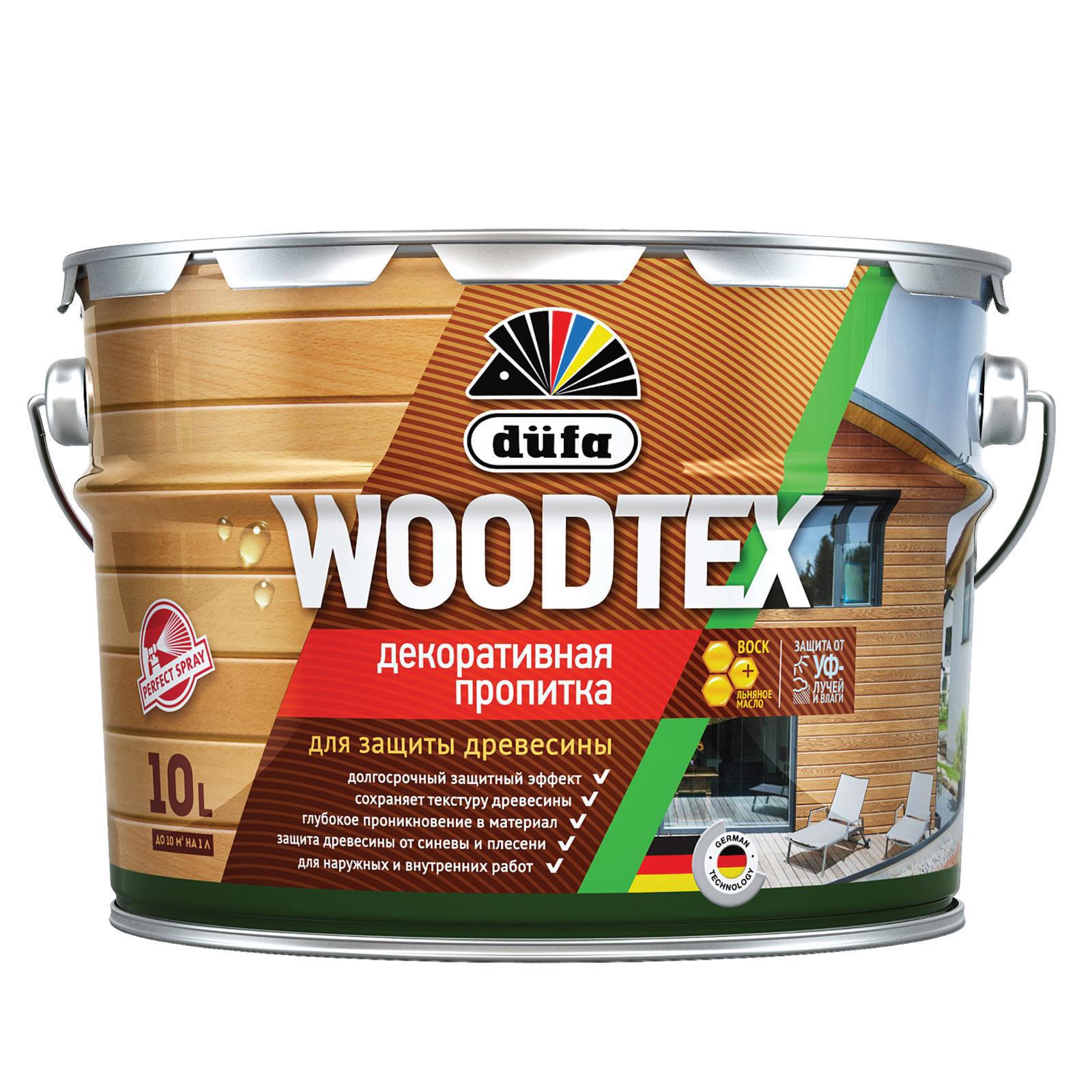 Изображение товара Декоративная пропитка Dufa Woodtex махагон 10 л для деревянных поверхностей