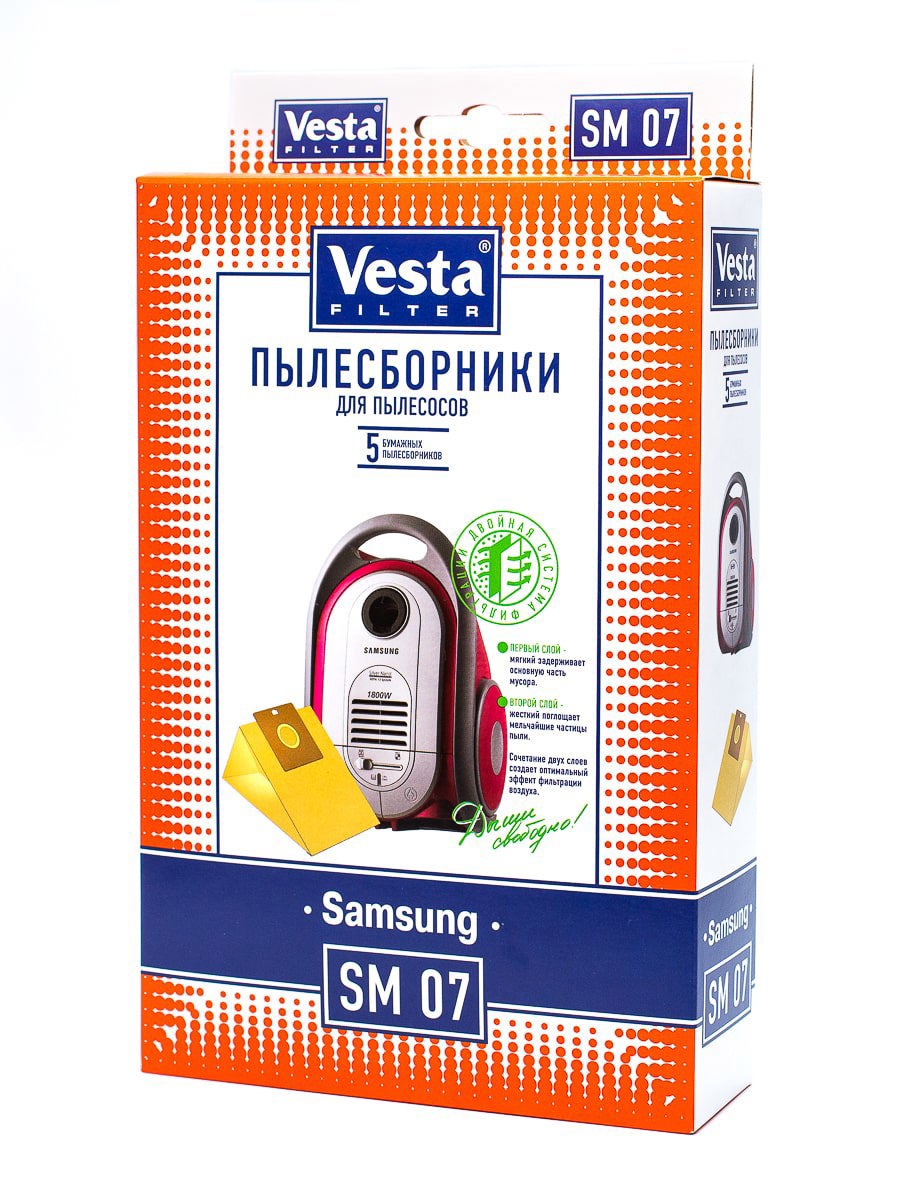 Изображение товара Мешки бумажные для пылесоса Vesta Filter SM07, 5 л, 5 шт