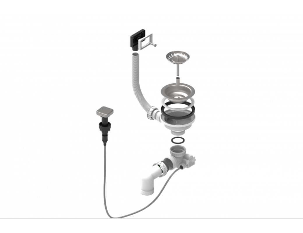 Изображение товара Слив-перелив для кухонной мойки Alveus 3 1/2 дюйма из нержавеющей стали