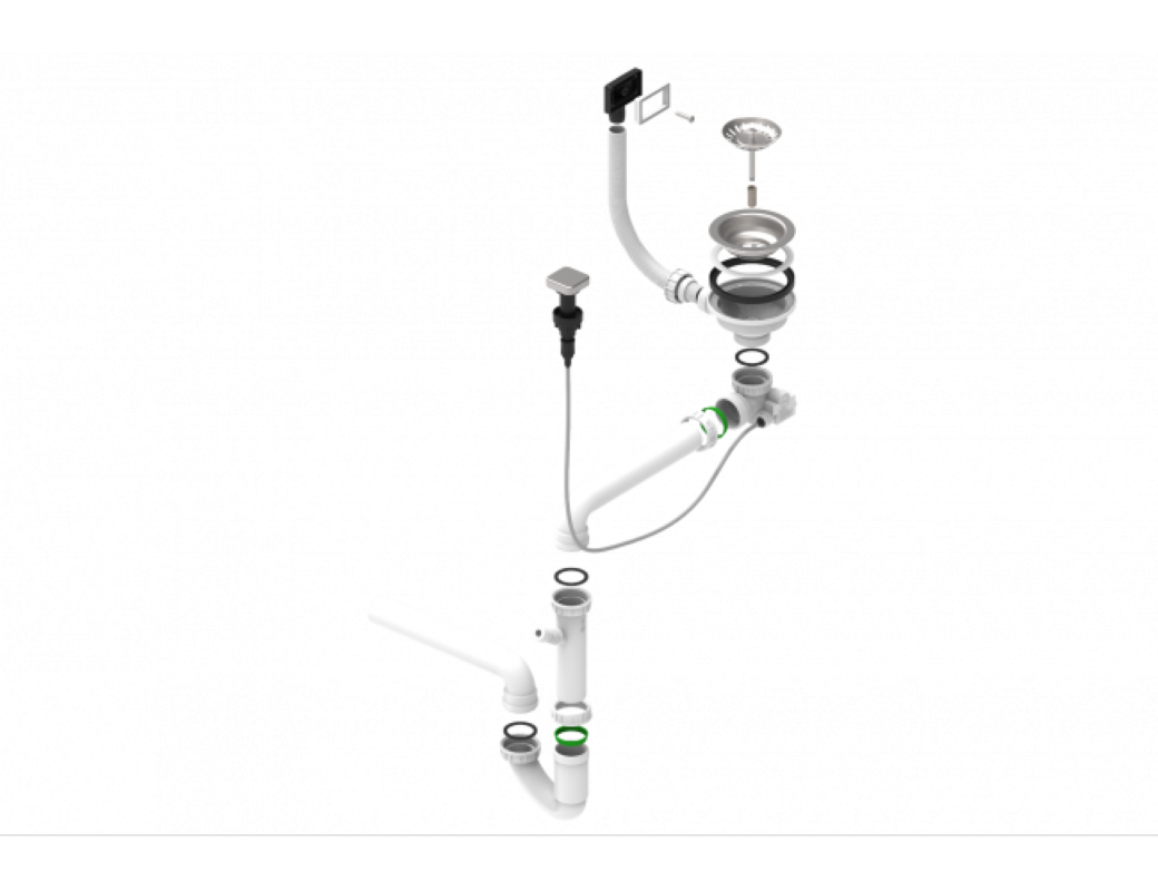 Изображение товара Слив-перелив для кухонной мойки ALVEUS автомат 3 1/2" с переливом из нержавеющей стали