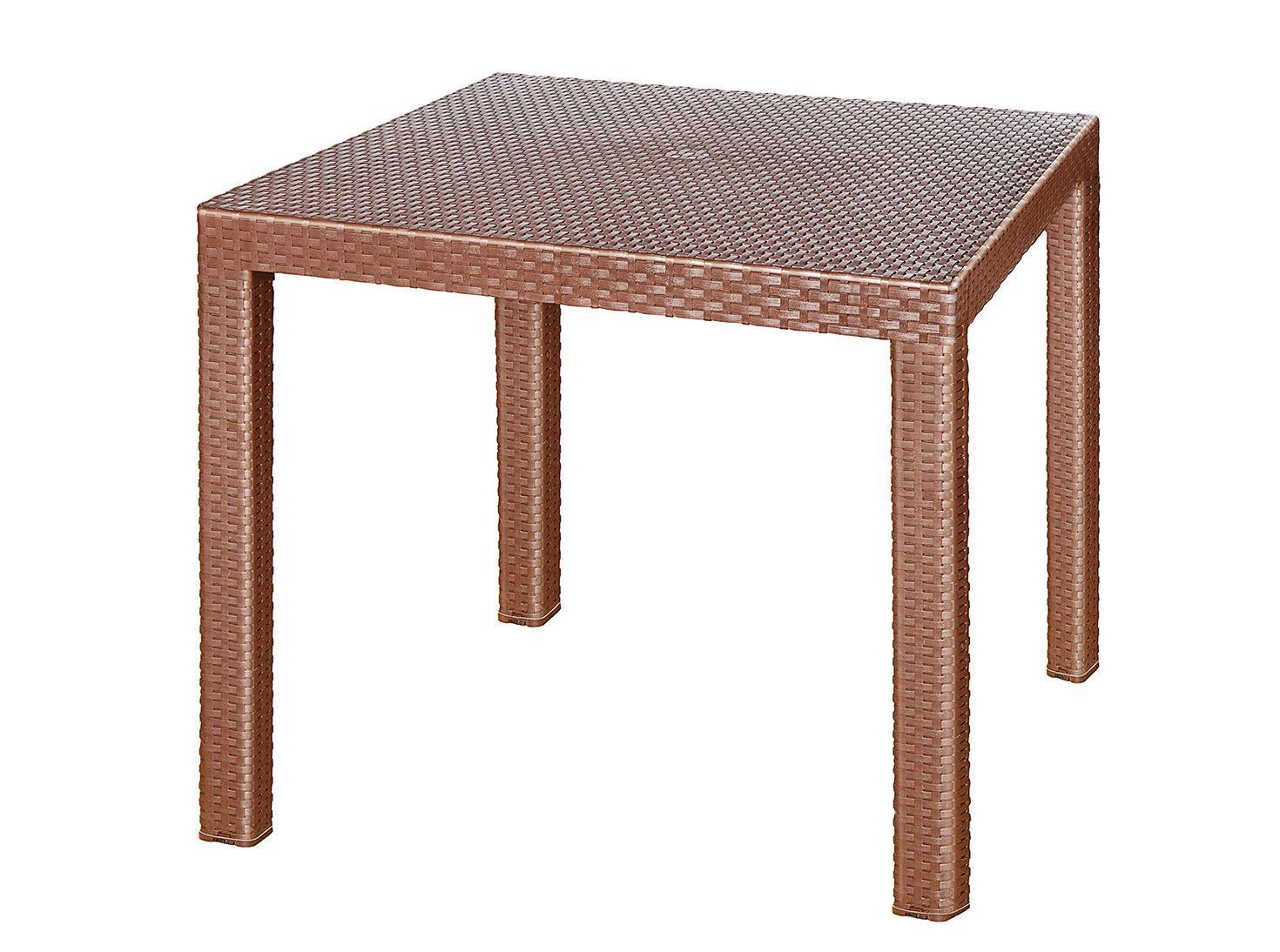 Изображение товара Стол садовый складной Эльфпласт 81.5 см х 81.5 см х 75 см 100% пластик коричневый