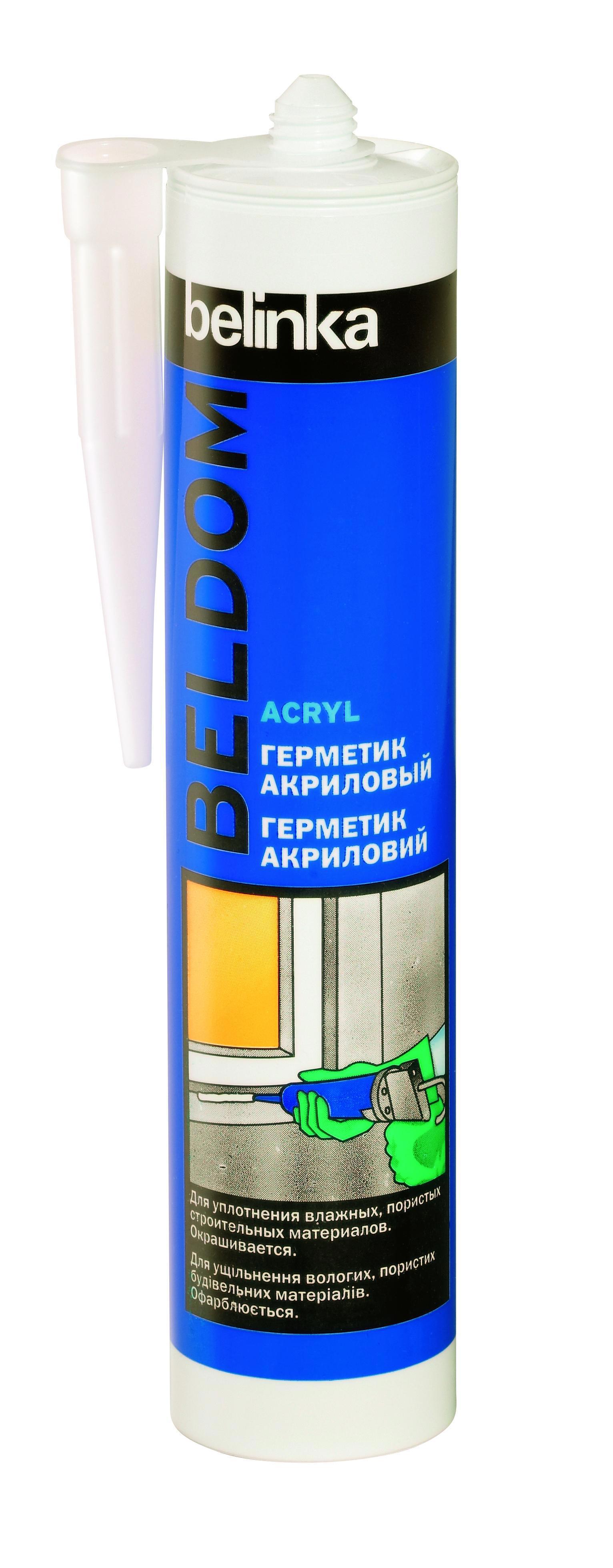 Изображение товара Акриловый герметик Belinka Beldom 300 мл, белый, водостойкий и морозостойкий
